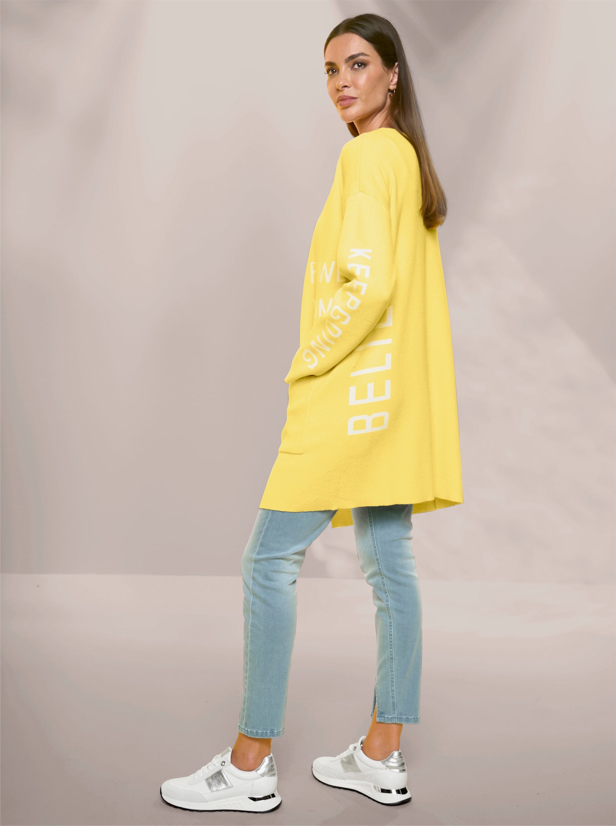 heine Jacquardvest - citroen/ecru gedessineerd