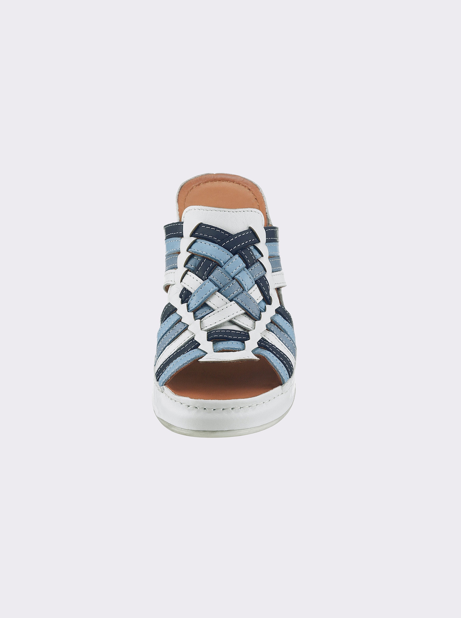 Gemini Pantolette mit geflochtenem Blatt - weiß-jeansblau