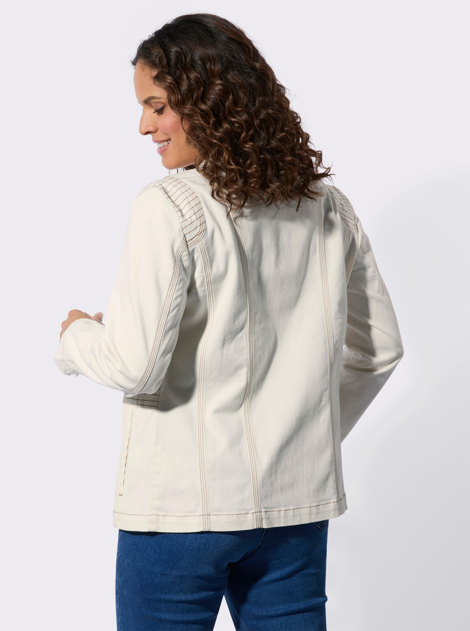 Jeansjack van twill - ecru