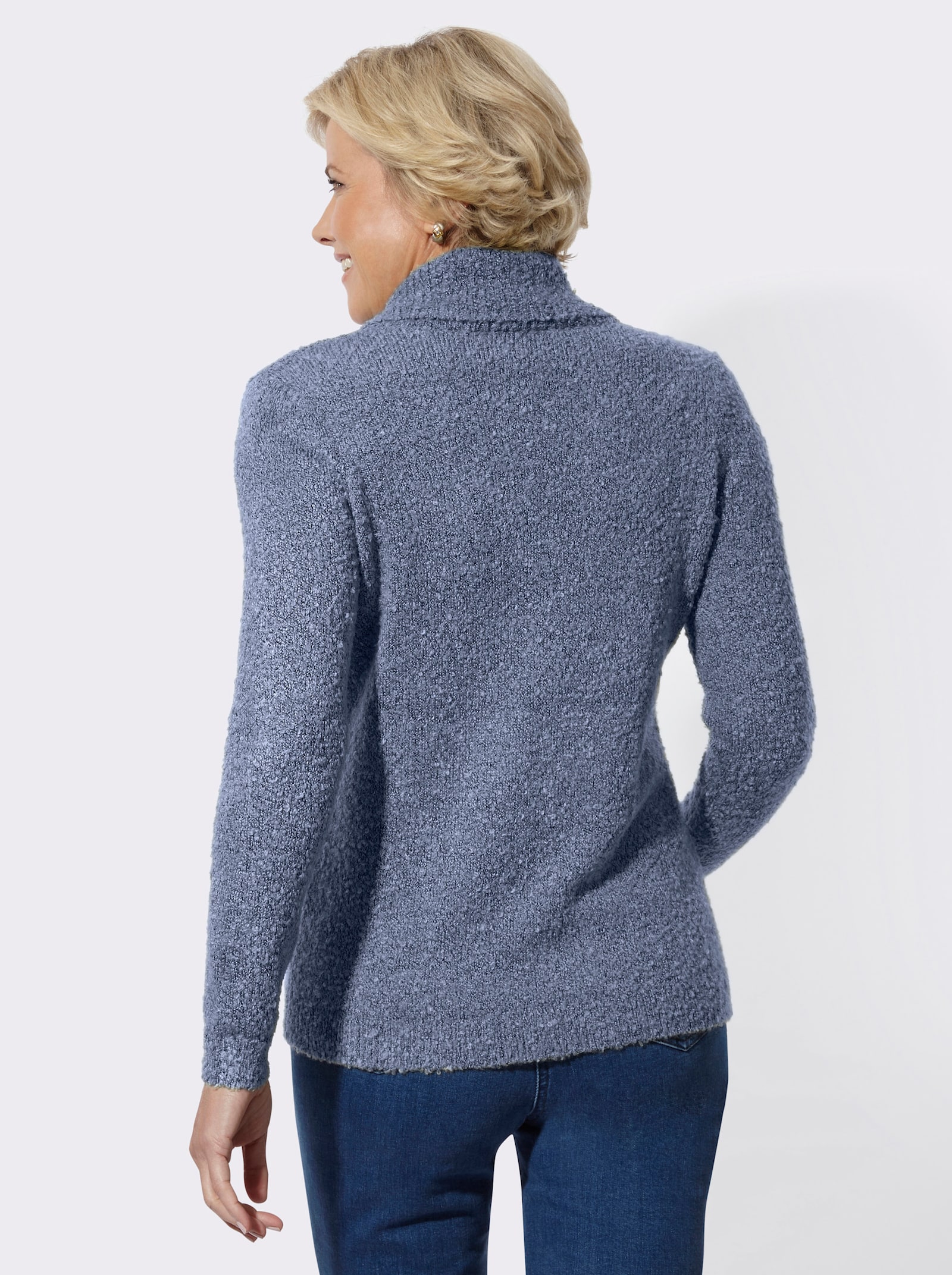 Pullover in 2-in-1-Optik mit Schalkragen - taubenblau