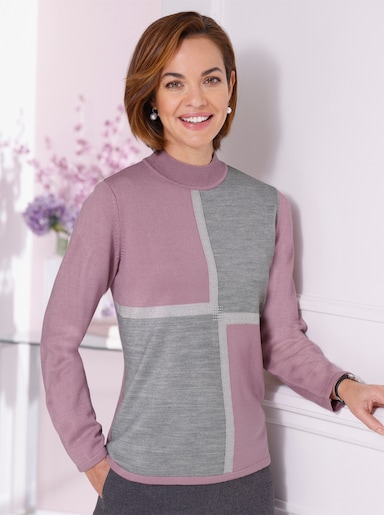 Pullover - mauve-steingrau-gemustert