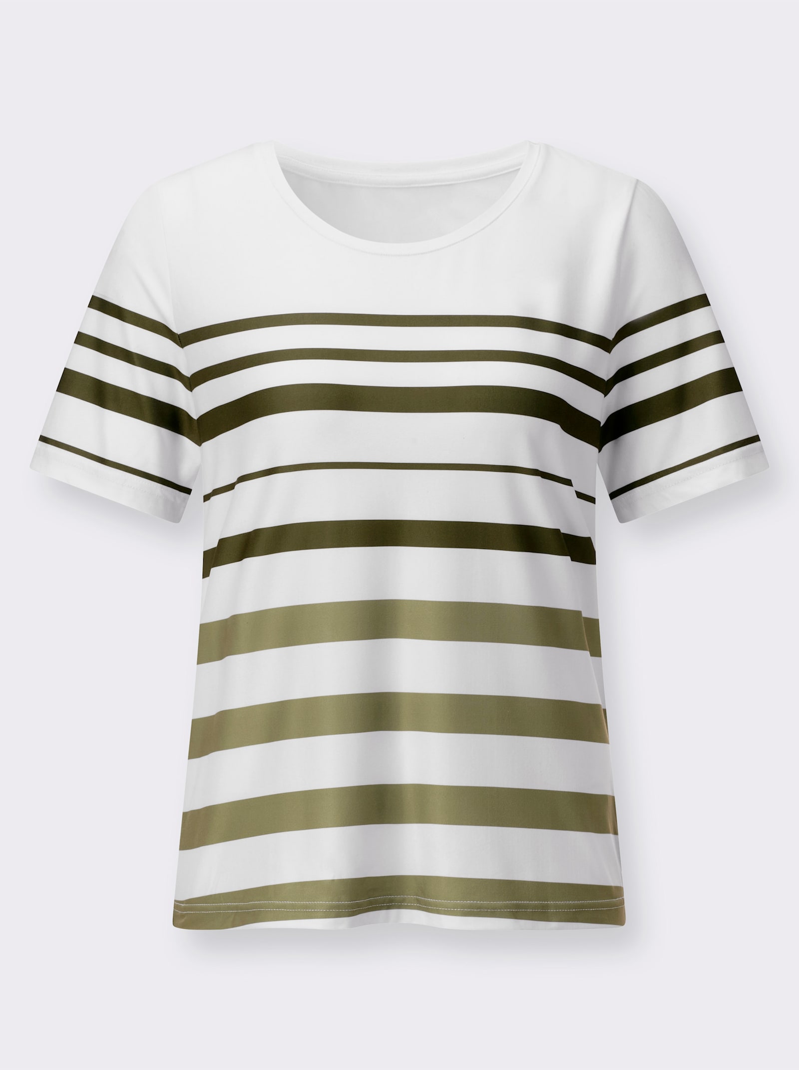 Ringelshirt mit recyceltem Polyester - schilf-weiß-geringelt