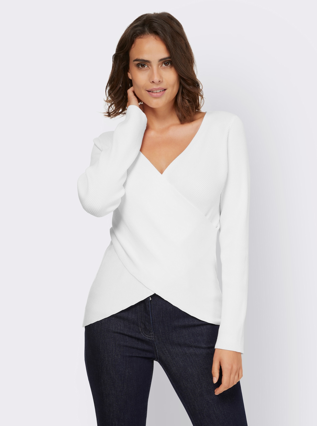 heine Pullover met V-hals - ecru
