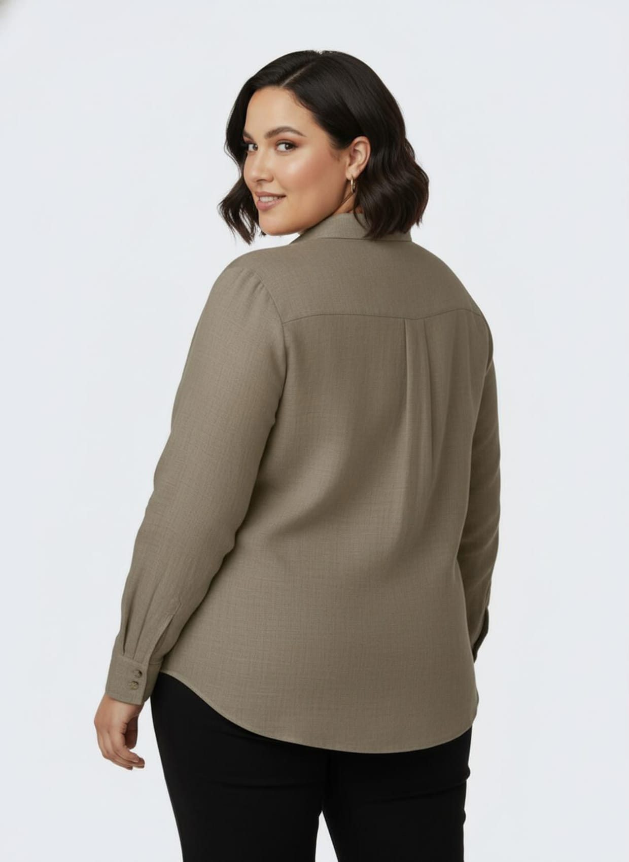 Hemdbluse aus Baumwoll-Stoff - sesam-meliert