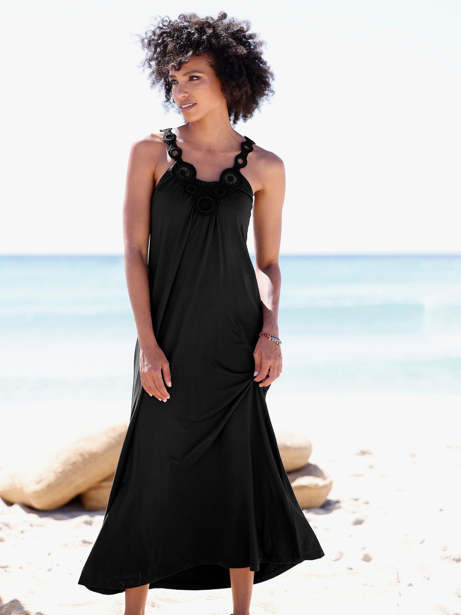 heine Overgooier met gehaakte versiering - zwart