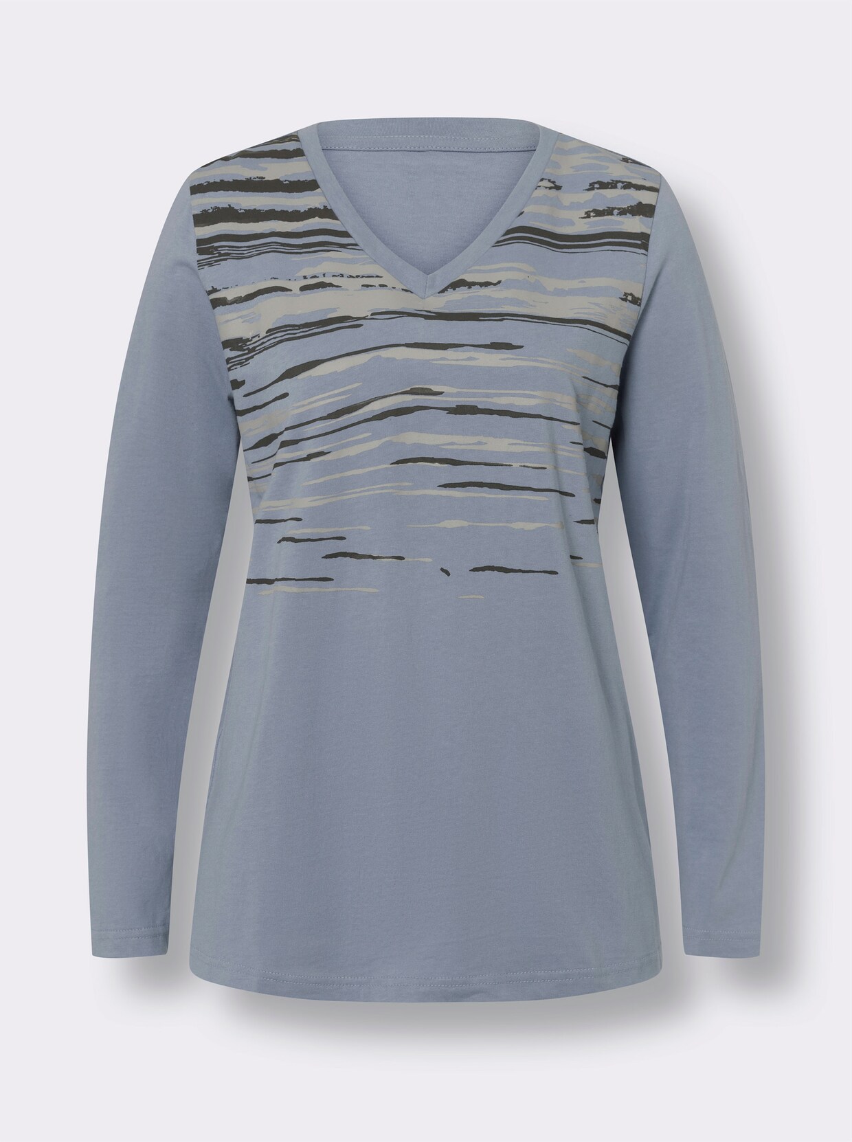 Shirt met lange mouwen - duivenblauw/steengrijs