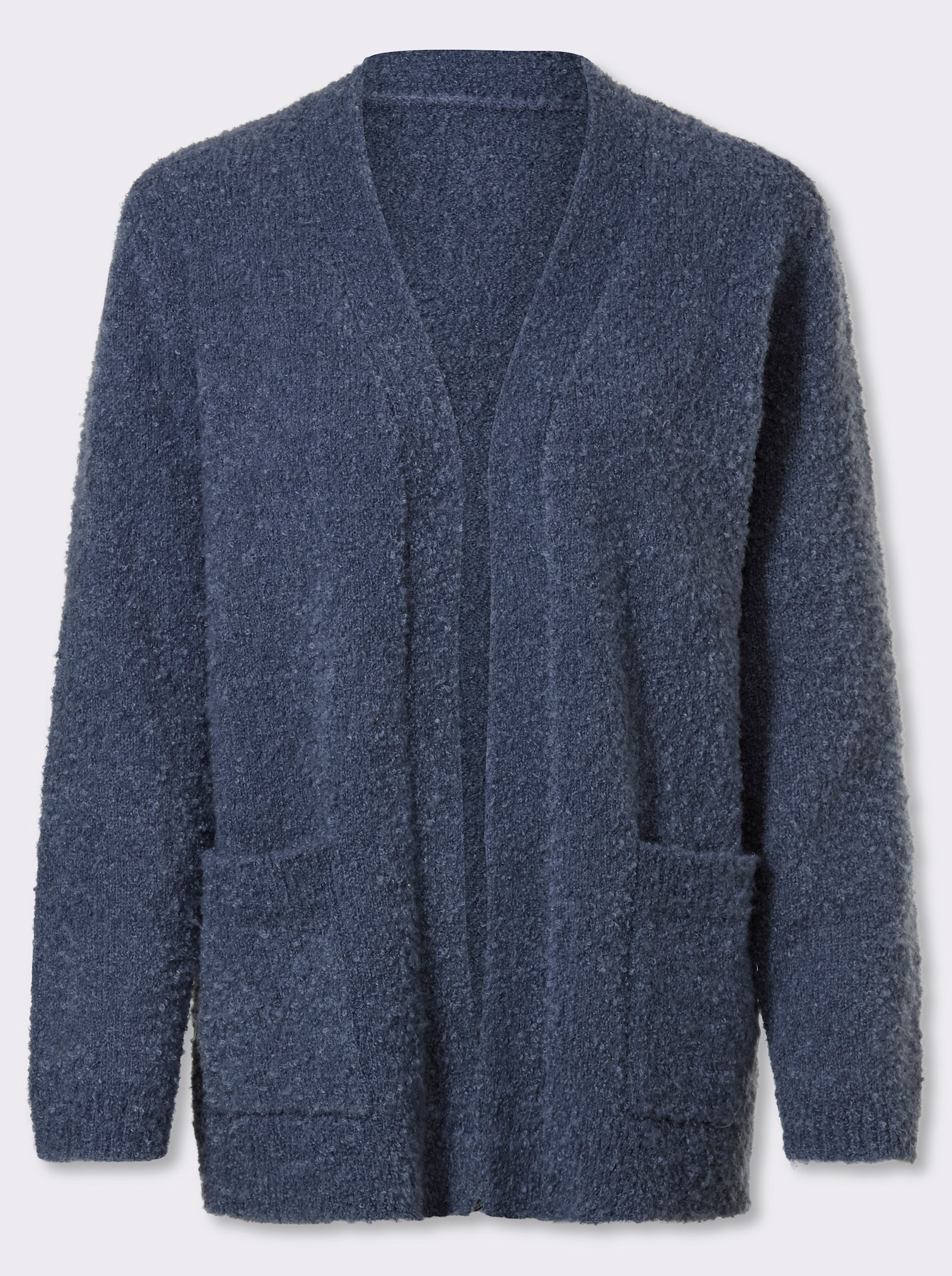 Strickjacke aus flauschigem Bouclé-Garn - rauchblau
