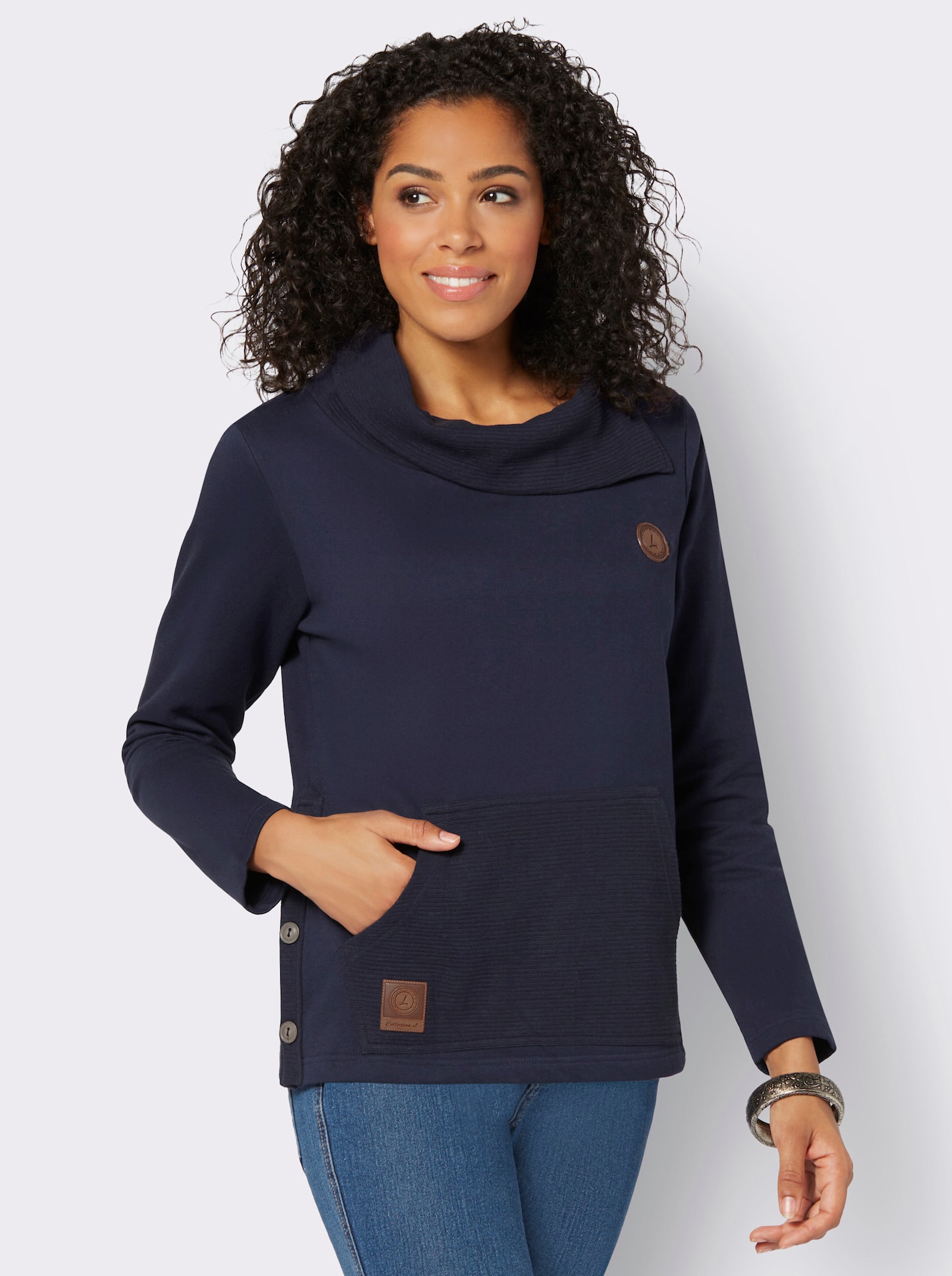Sweatshirt mit Schalkragen - marine