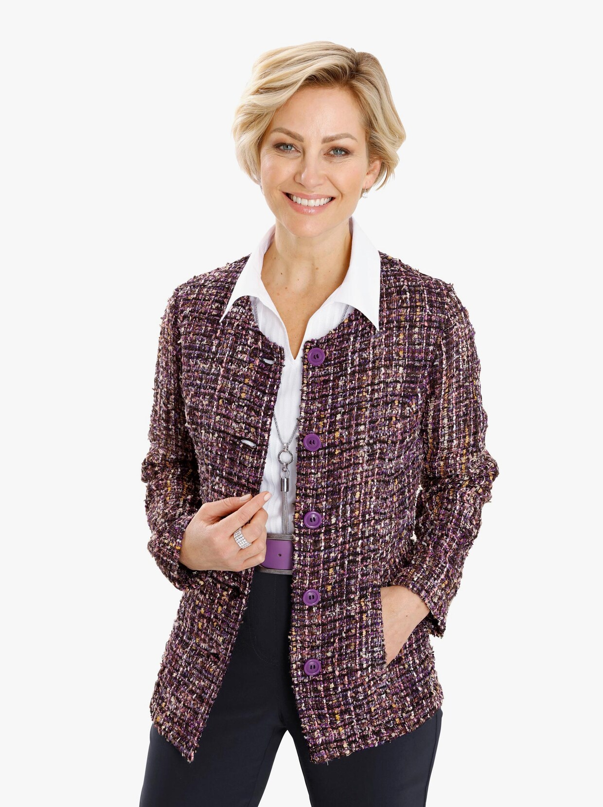 Blazer - nachtblau-erika-gemustert