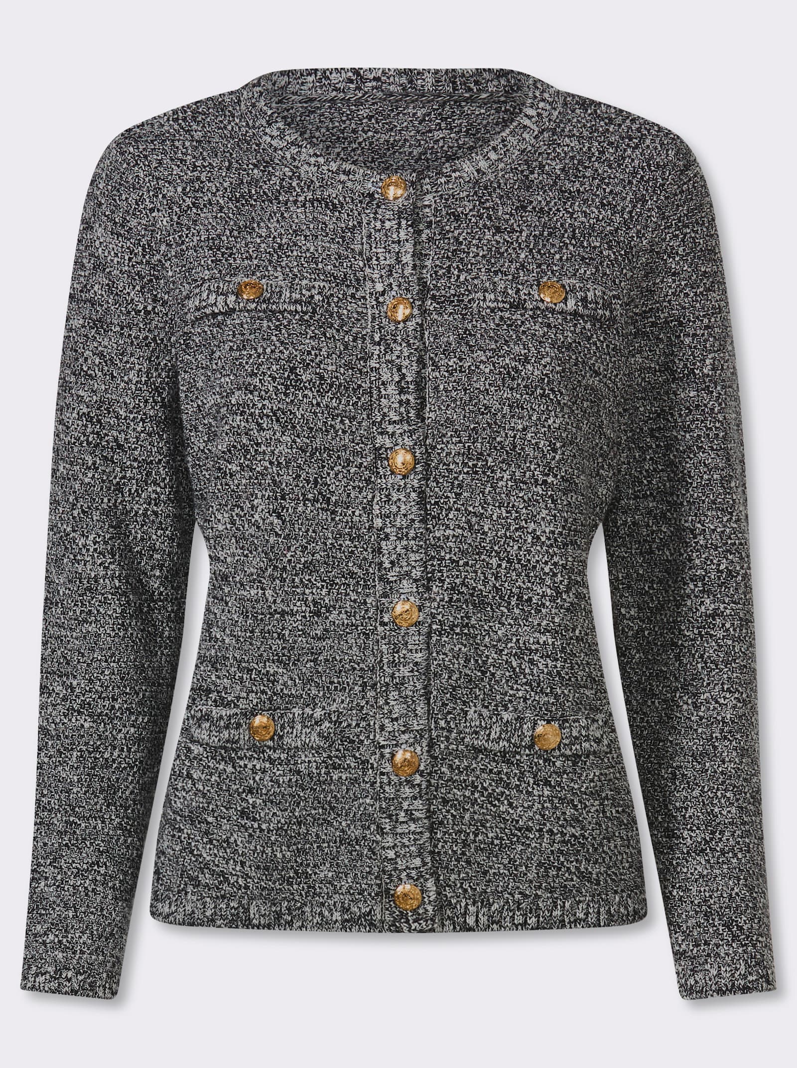 Cardigan mit Schmuckknöpfen - ecru-schwarz-gemustert