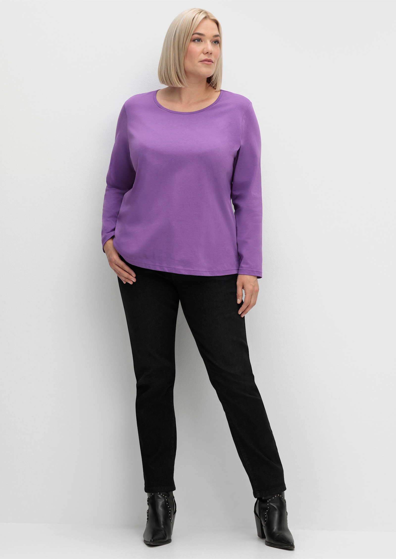 Langarmshirt in reiner Baumwolle - lila