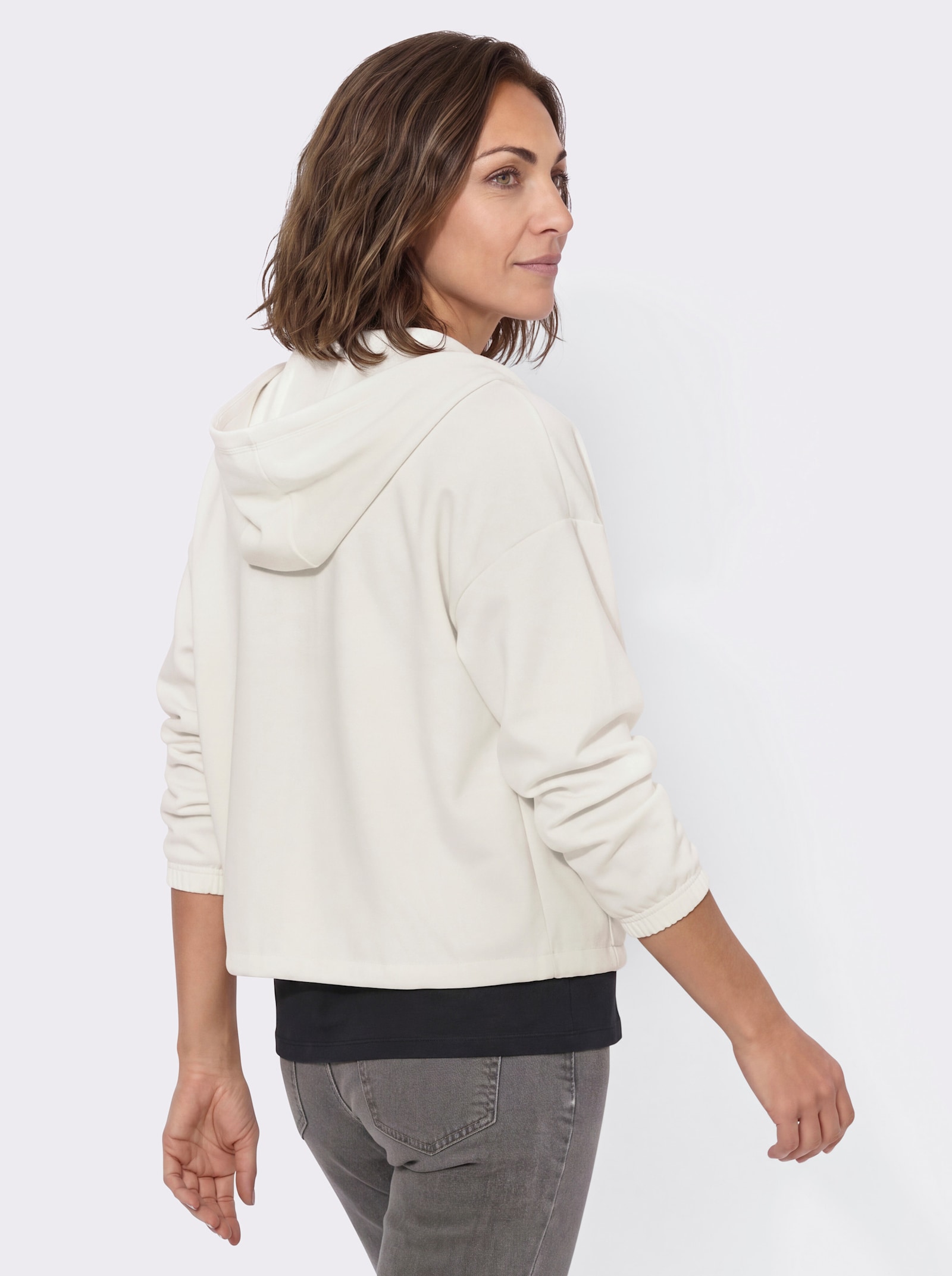 Shirtjacke mit Kapuze - ecru