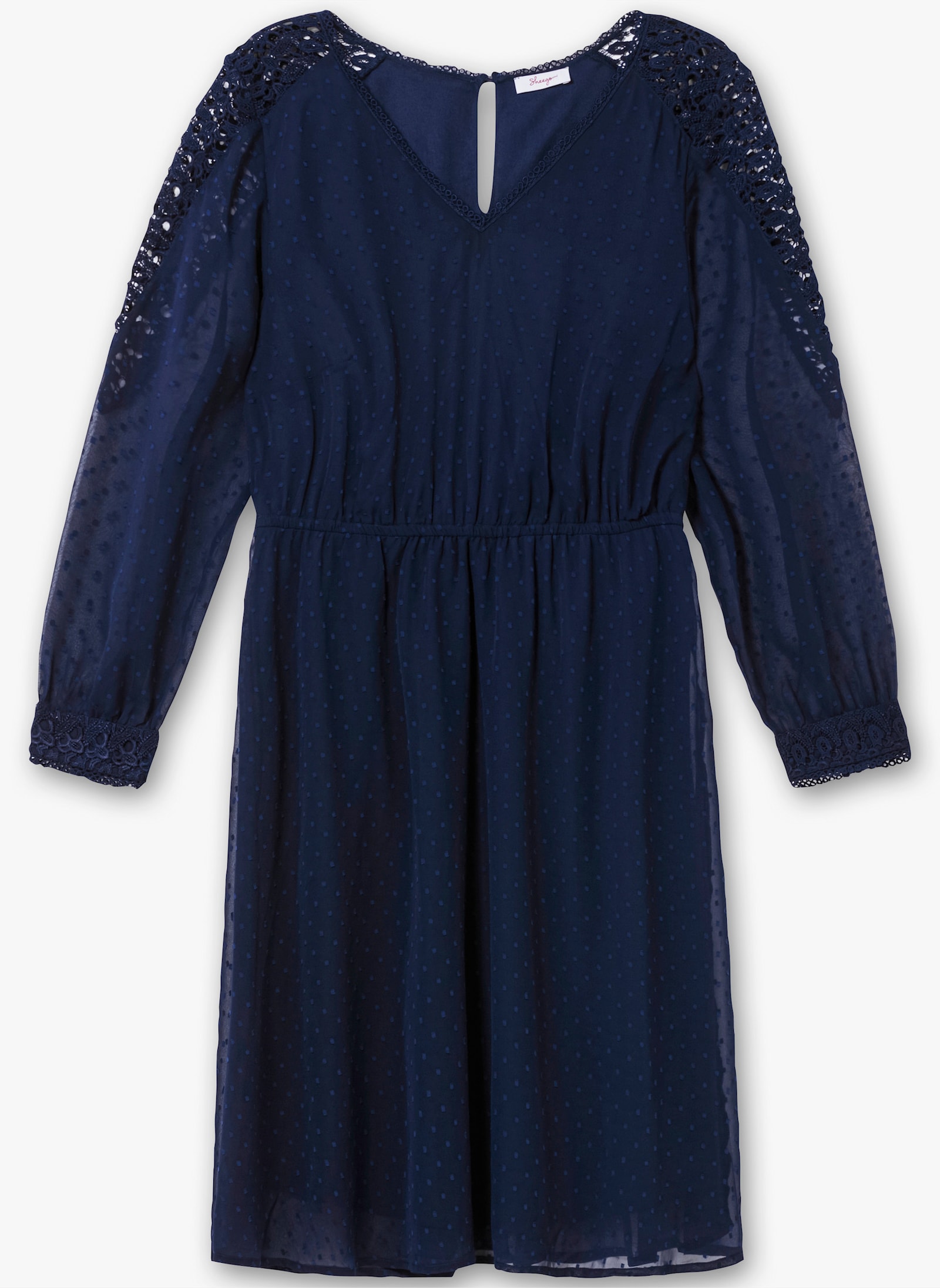 sheego Robe de cocktail en mousseline, structure dobby - marine
