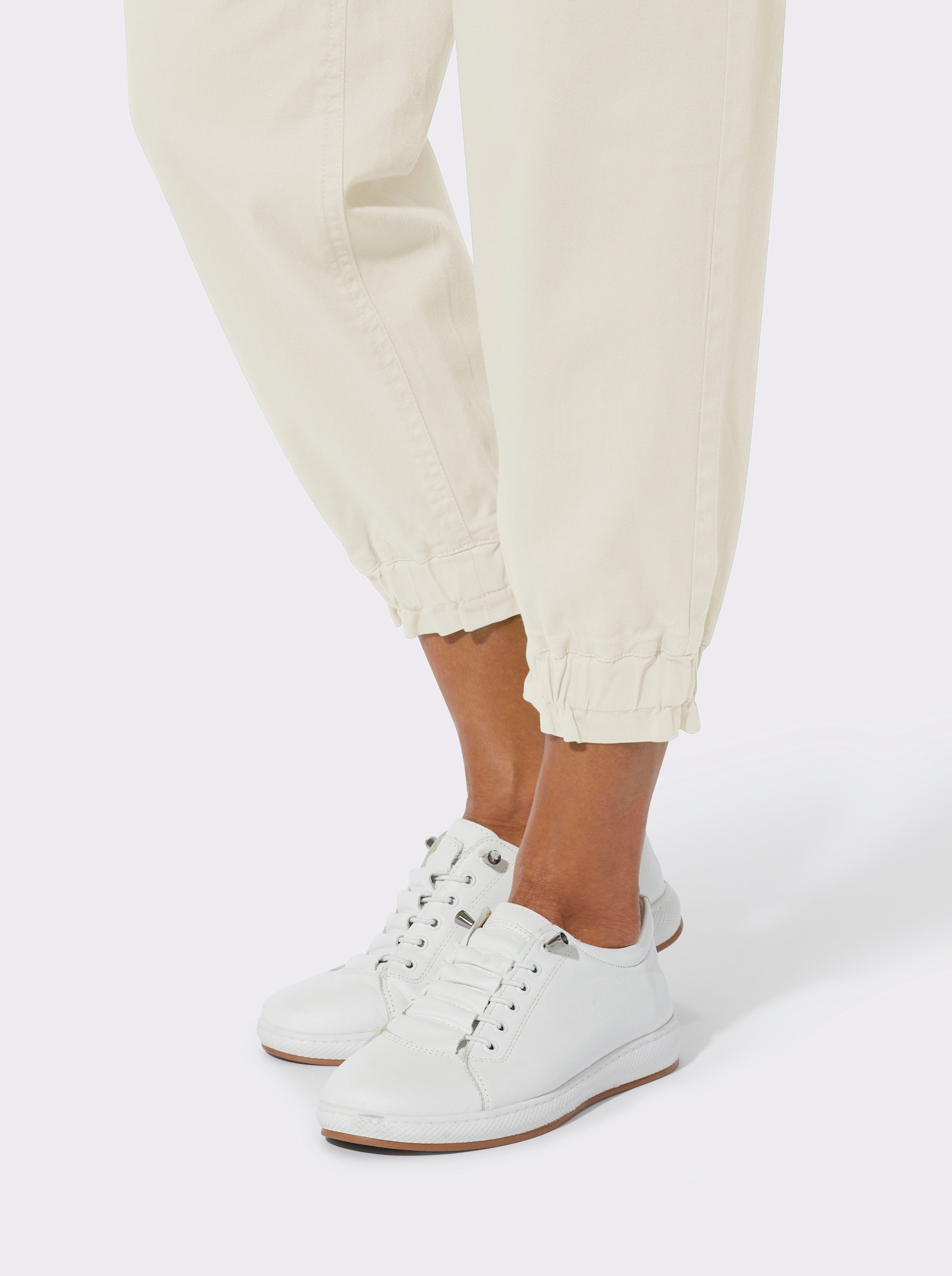 7/8-Jeans mit Elastik-Bund - ecru
