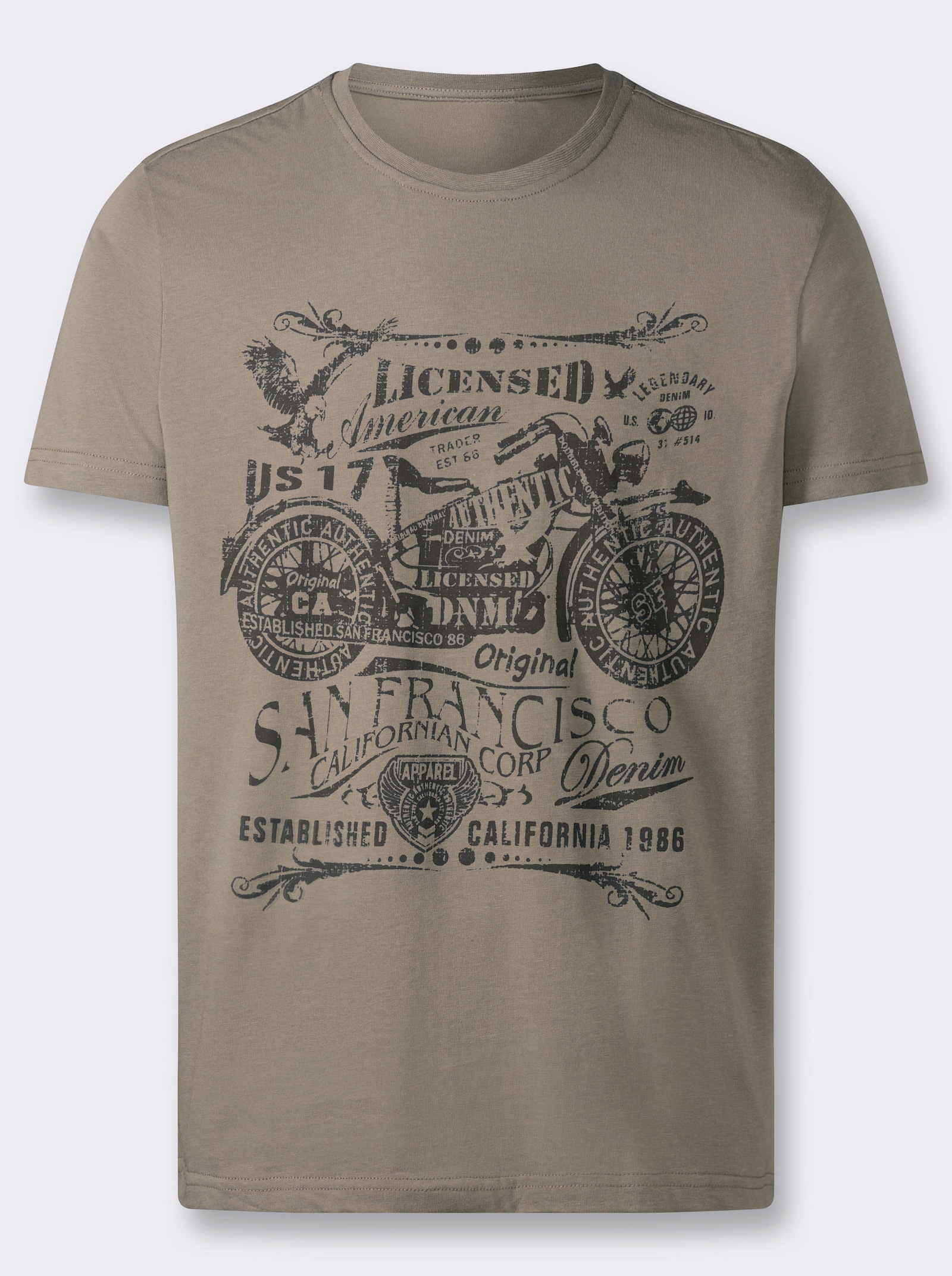 Marco Donati Kurzarmshirt mit Front-Print, Baumwolle - schlamm-bedruckt