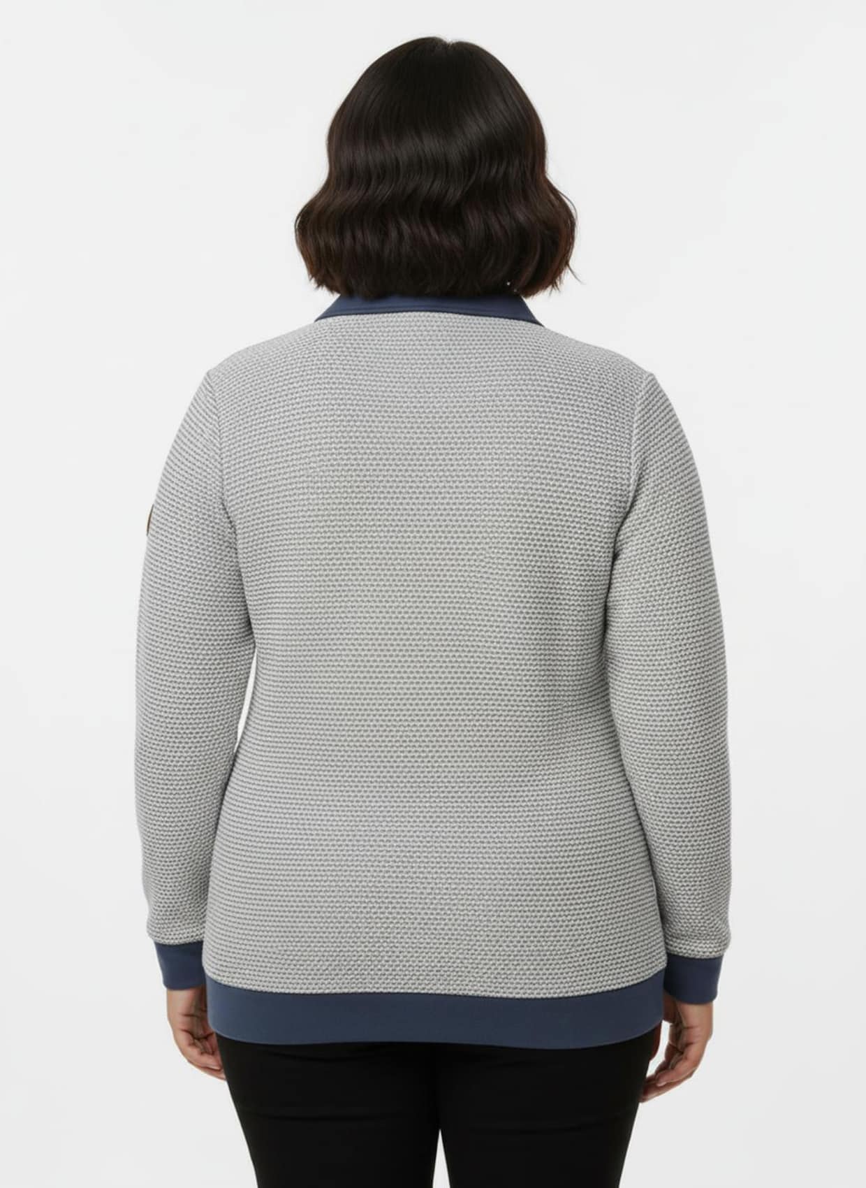 Sweatshirt mit Troyerkragen - steingrau-rauchblau