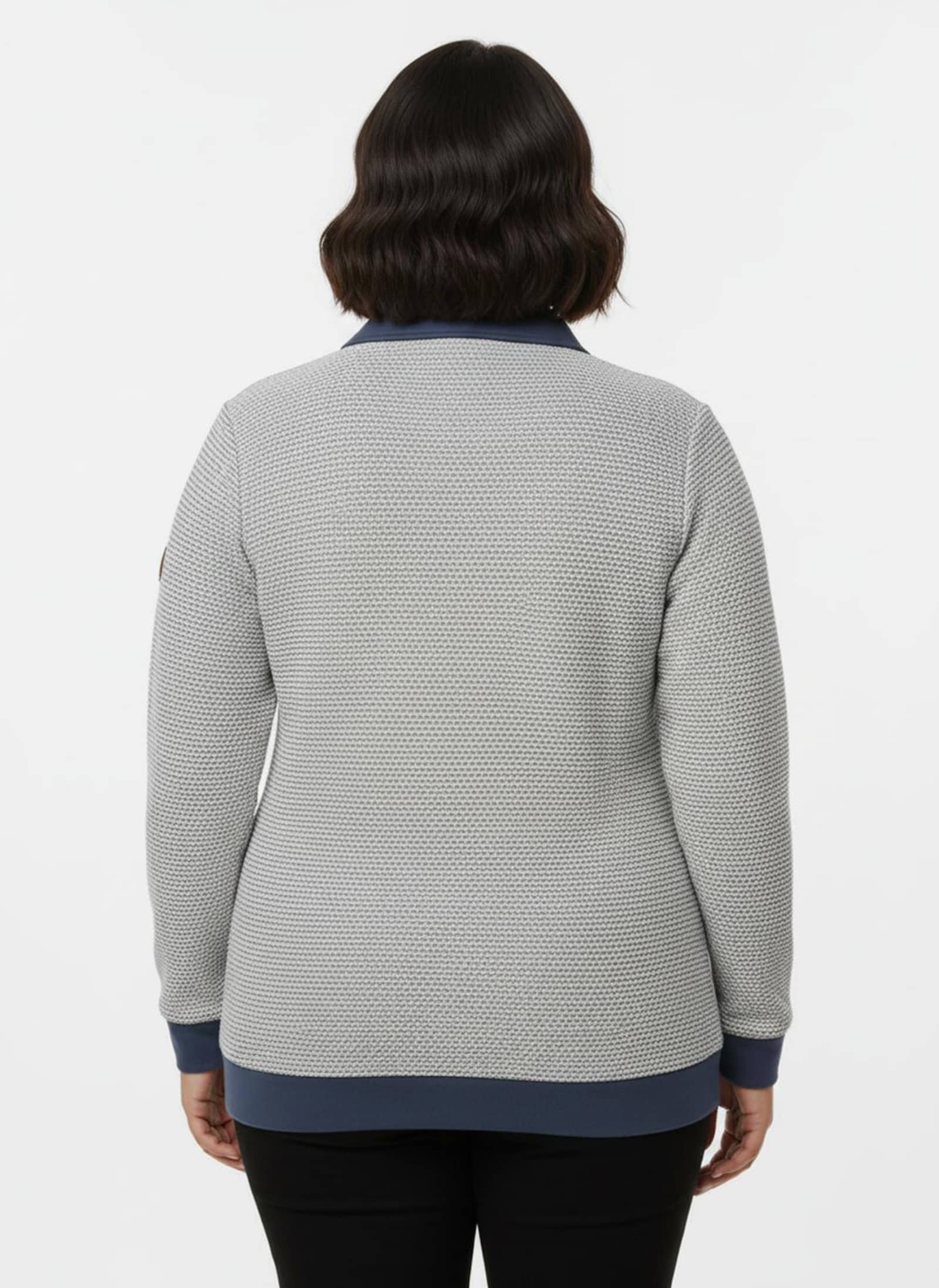 Sweatshirt mit Troyerkragen - steingrau-rauchblau