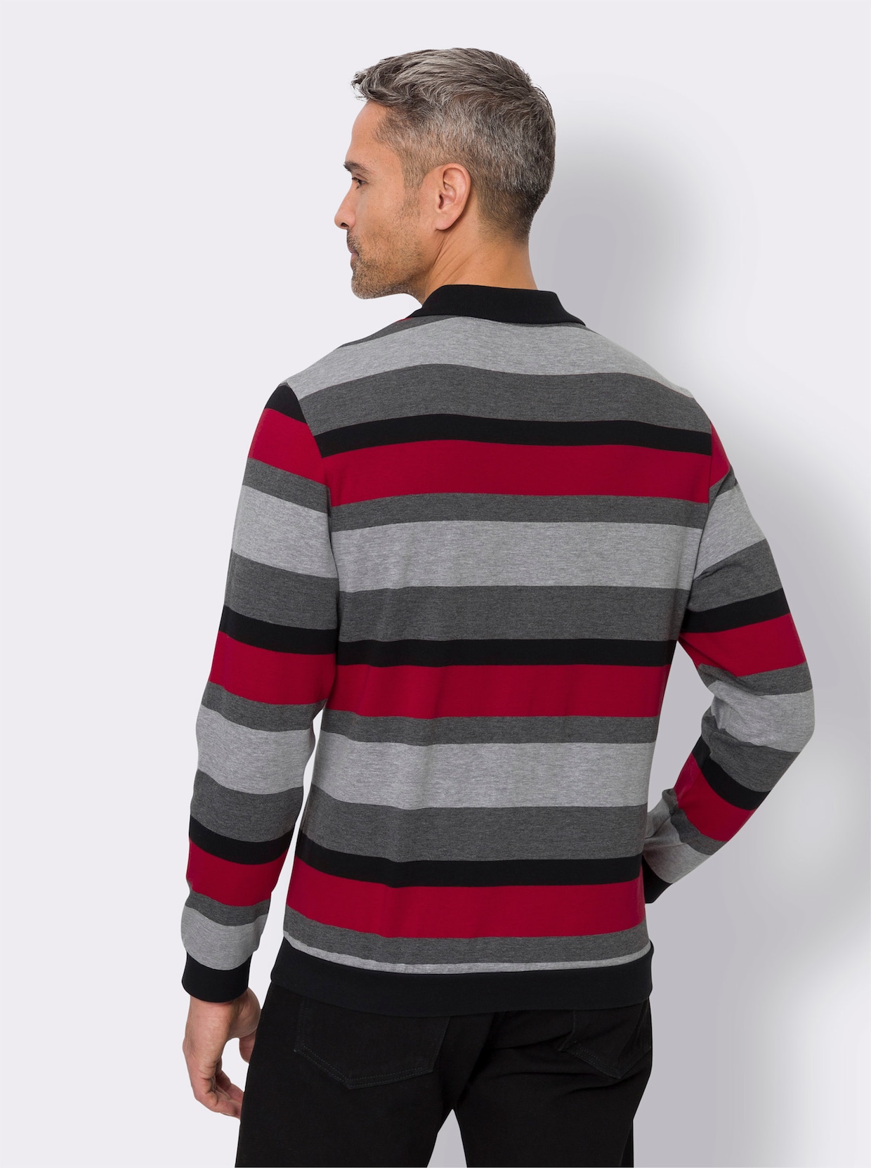 Sweatshirt - schwarz-rot-geringelt