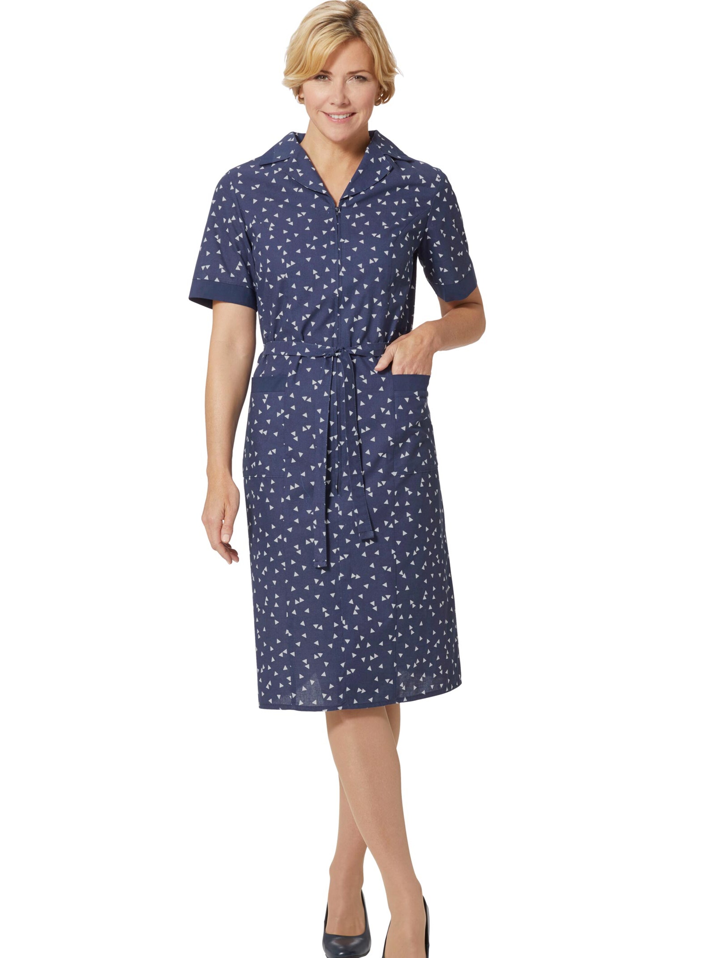 Kleiderschürze - marine-weiß