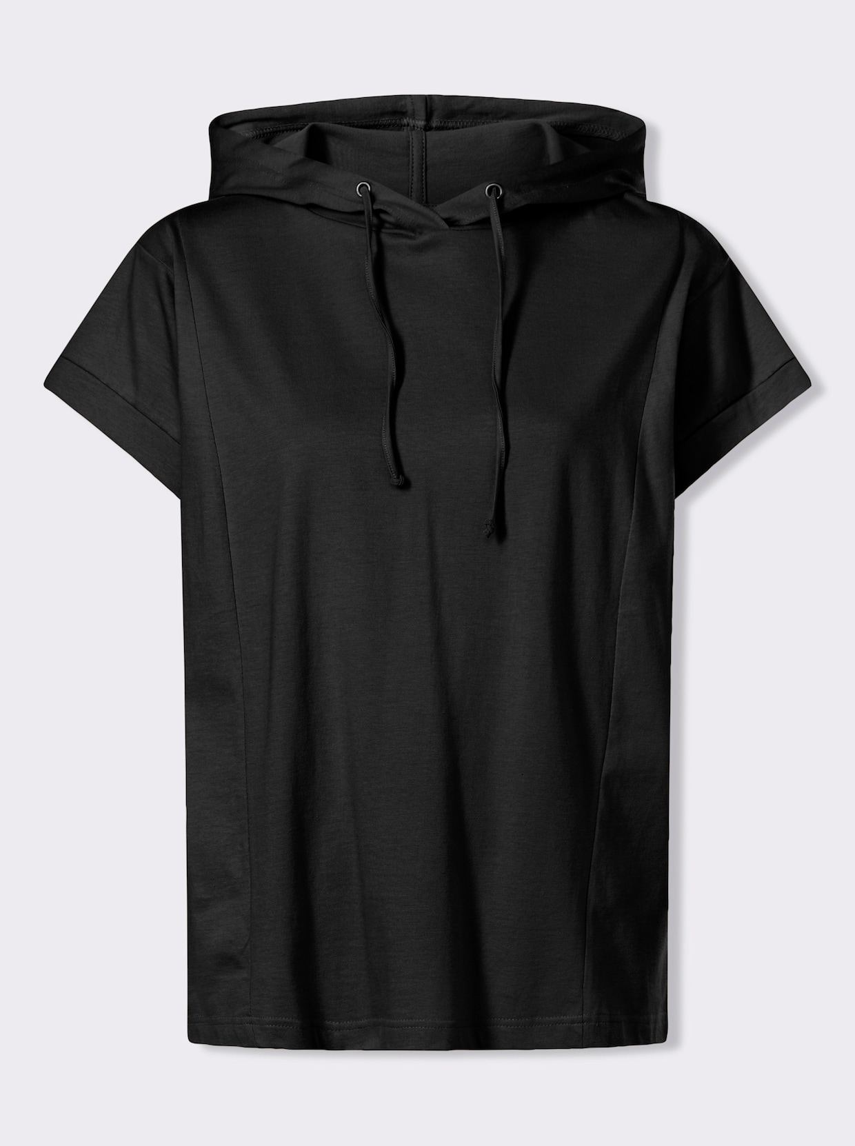 Kapuzenshirt mit überschnittenen Schultern - schwarz