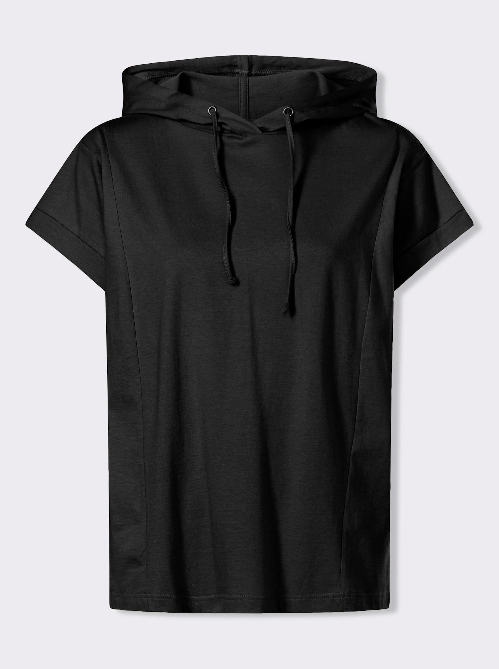 Tričko s kapucí a zakrytými rameny - černá