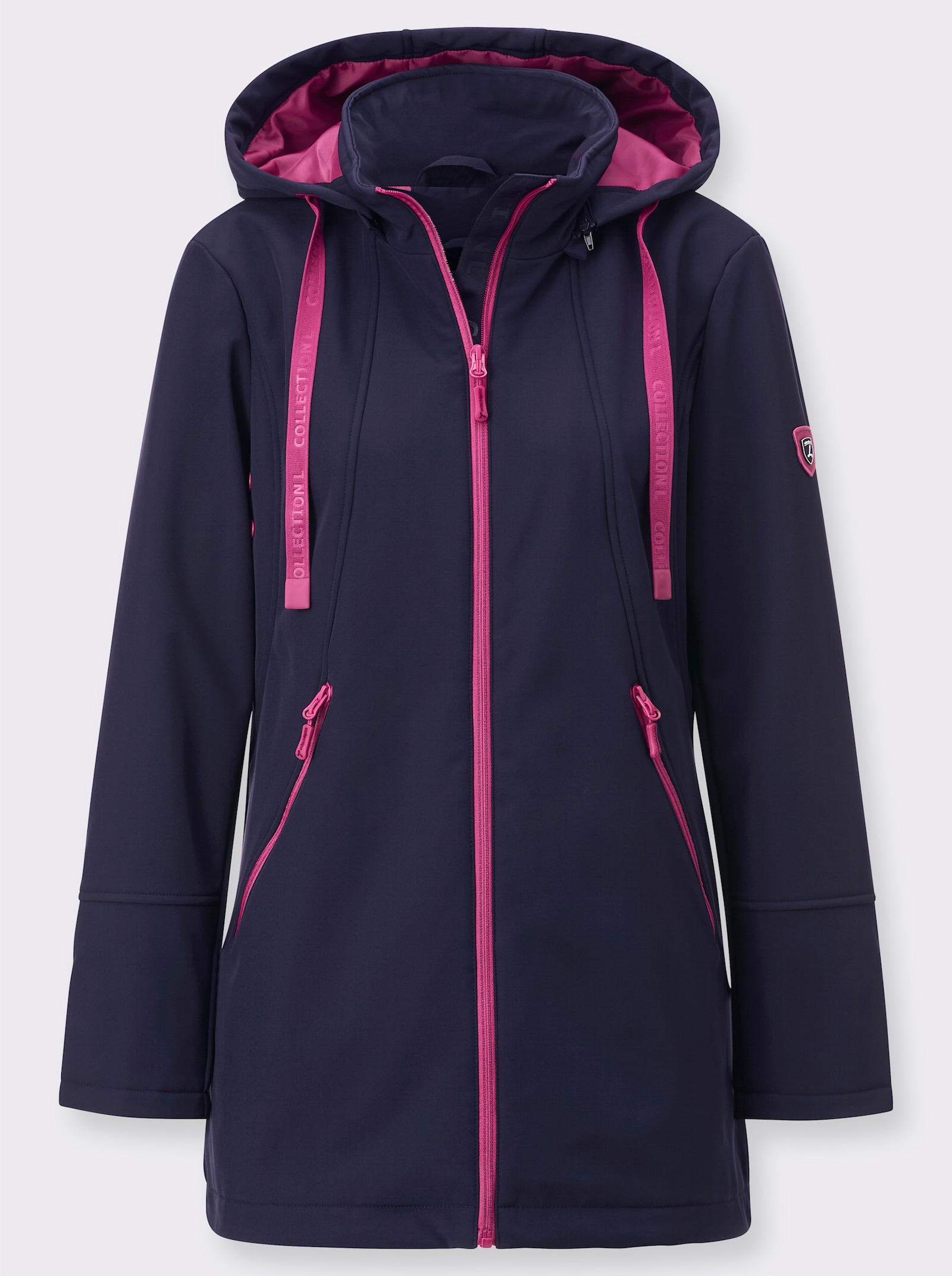 Softshelljacke mit kontrastfarbigem Futter - marine