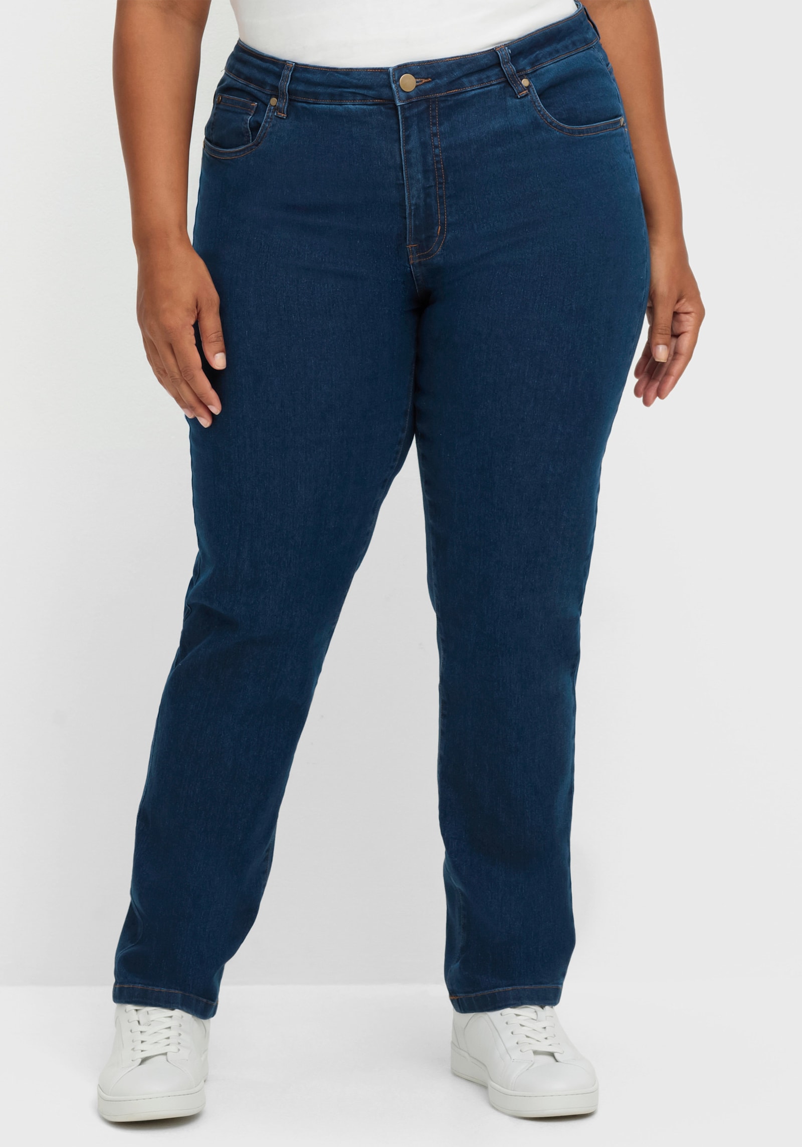 5-Pocket-Jeans mit bestickten Gesäßtaschen - blue-stone-washed