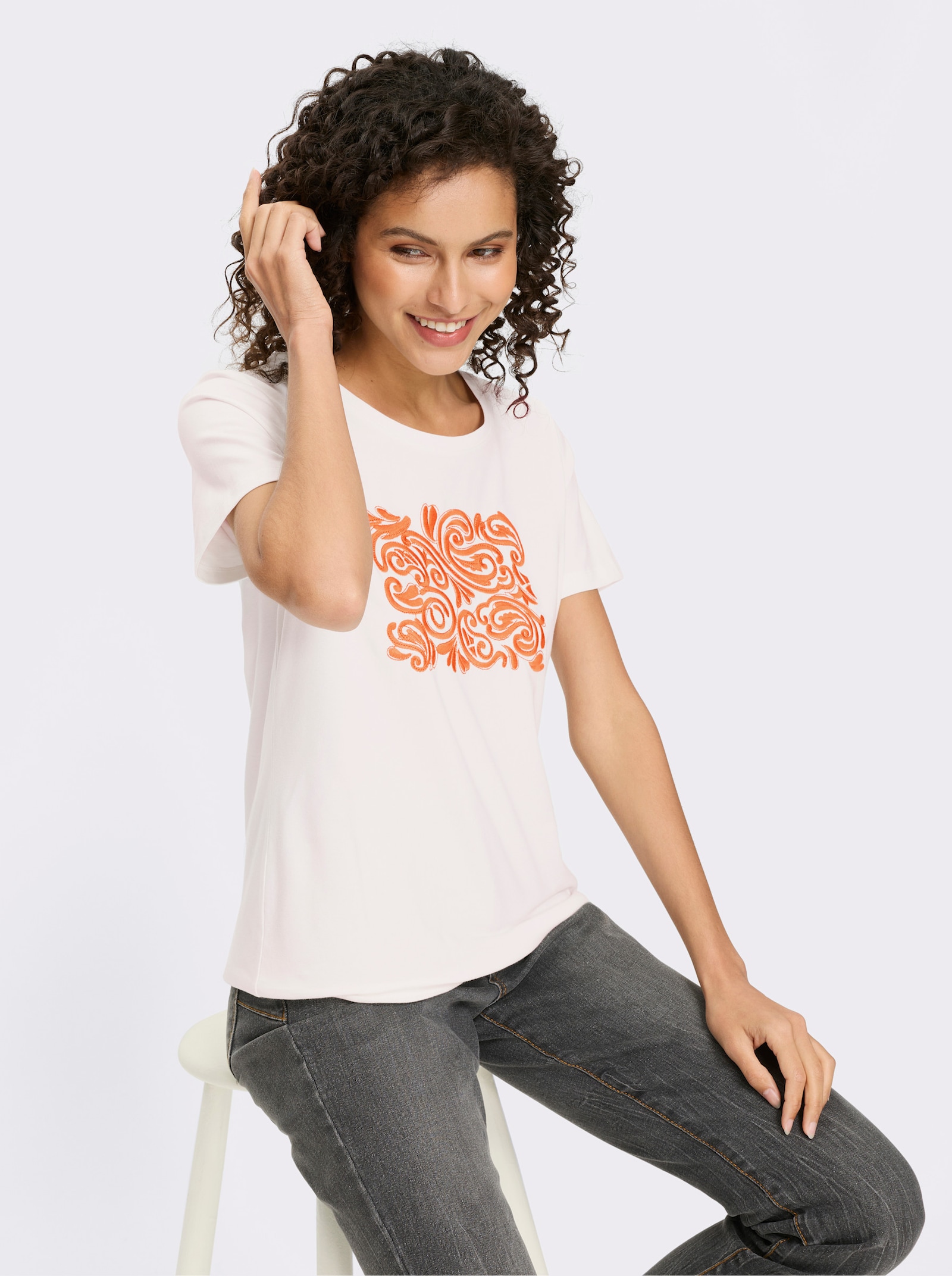 heine Kurzarmshirt - ecru-papaya