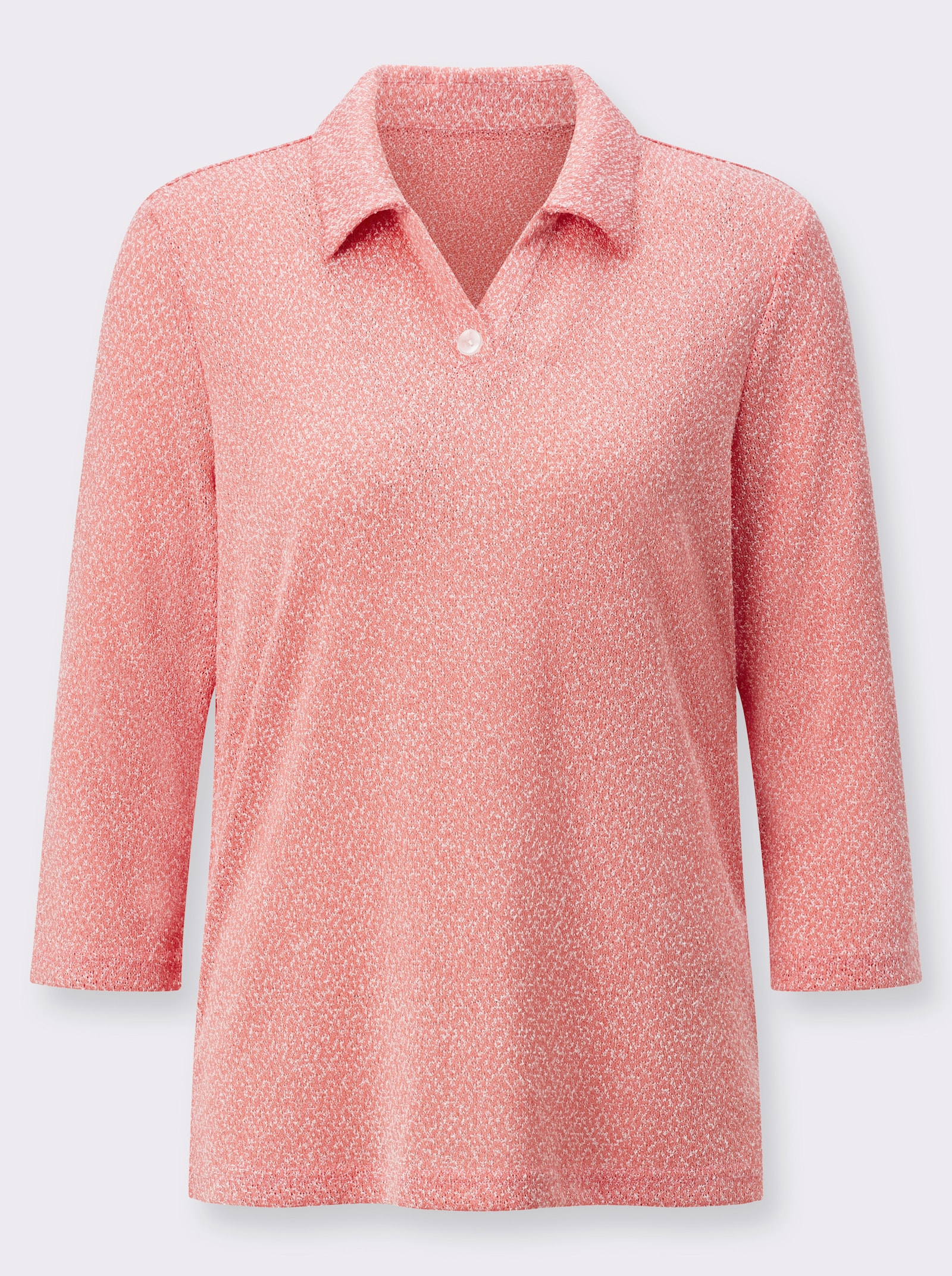 Poloshirt in melierter Bouclé-Qualität - flamingo-meliert