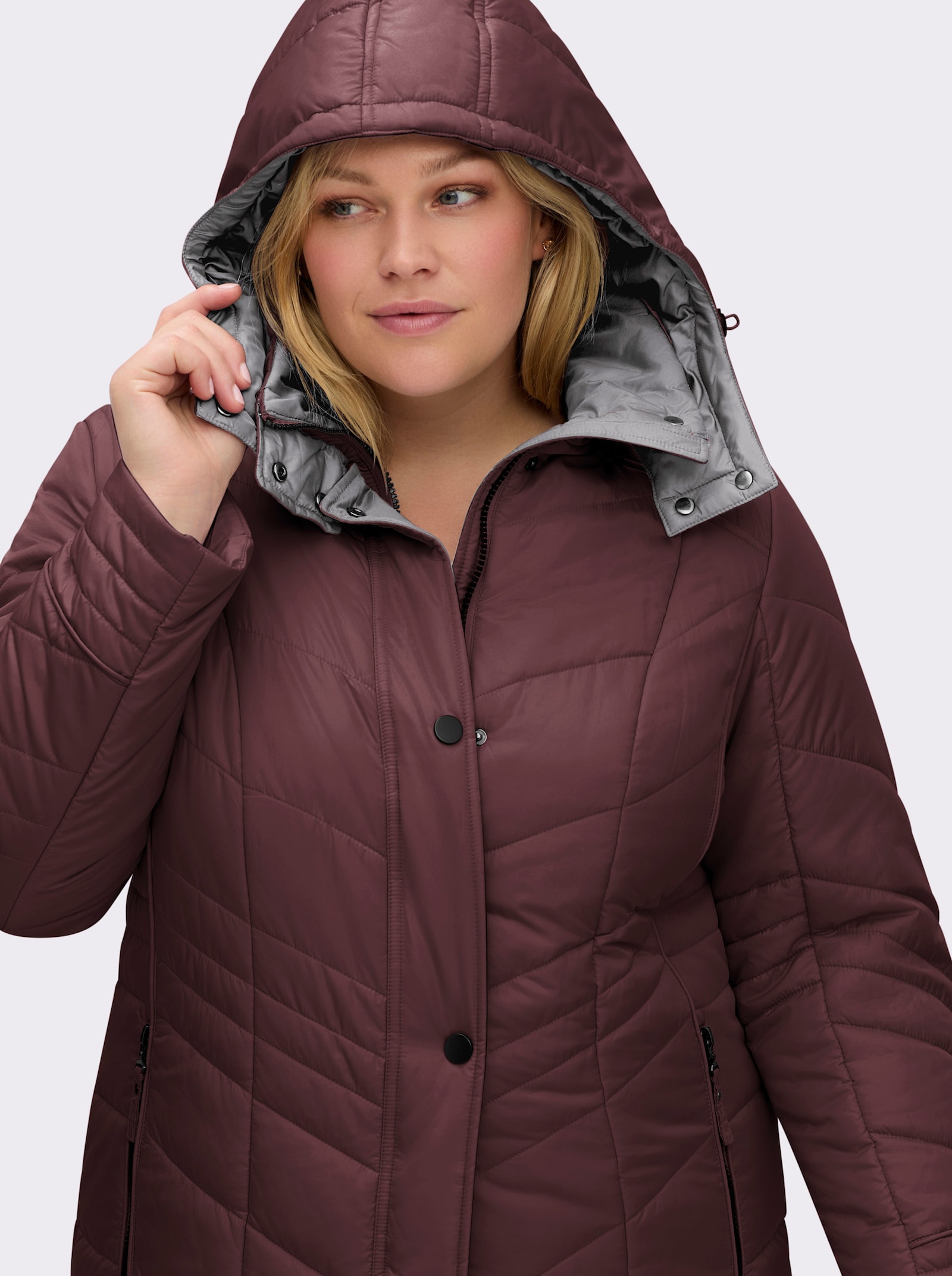 Steppjacke in Microfaser-Qualität, pflegeleicht - bordeaux