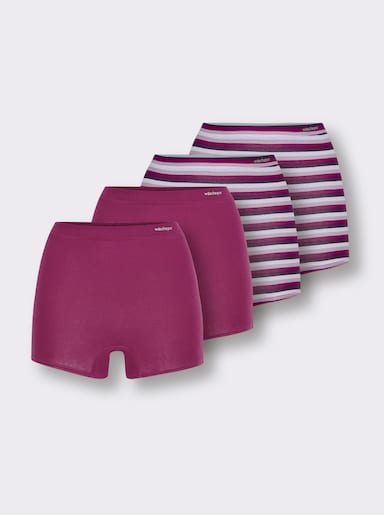 wäschepur Panty mit kleinem Logo-Schriftzug - 2x malve-gestreift + 2x malve
