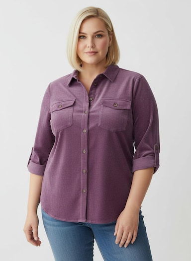 Langarm-Bluse aus Cord - violett