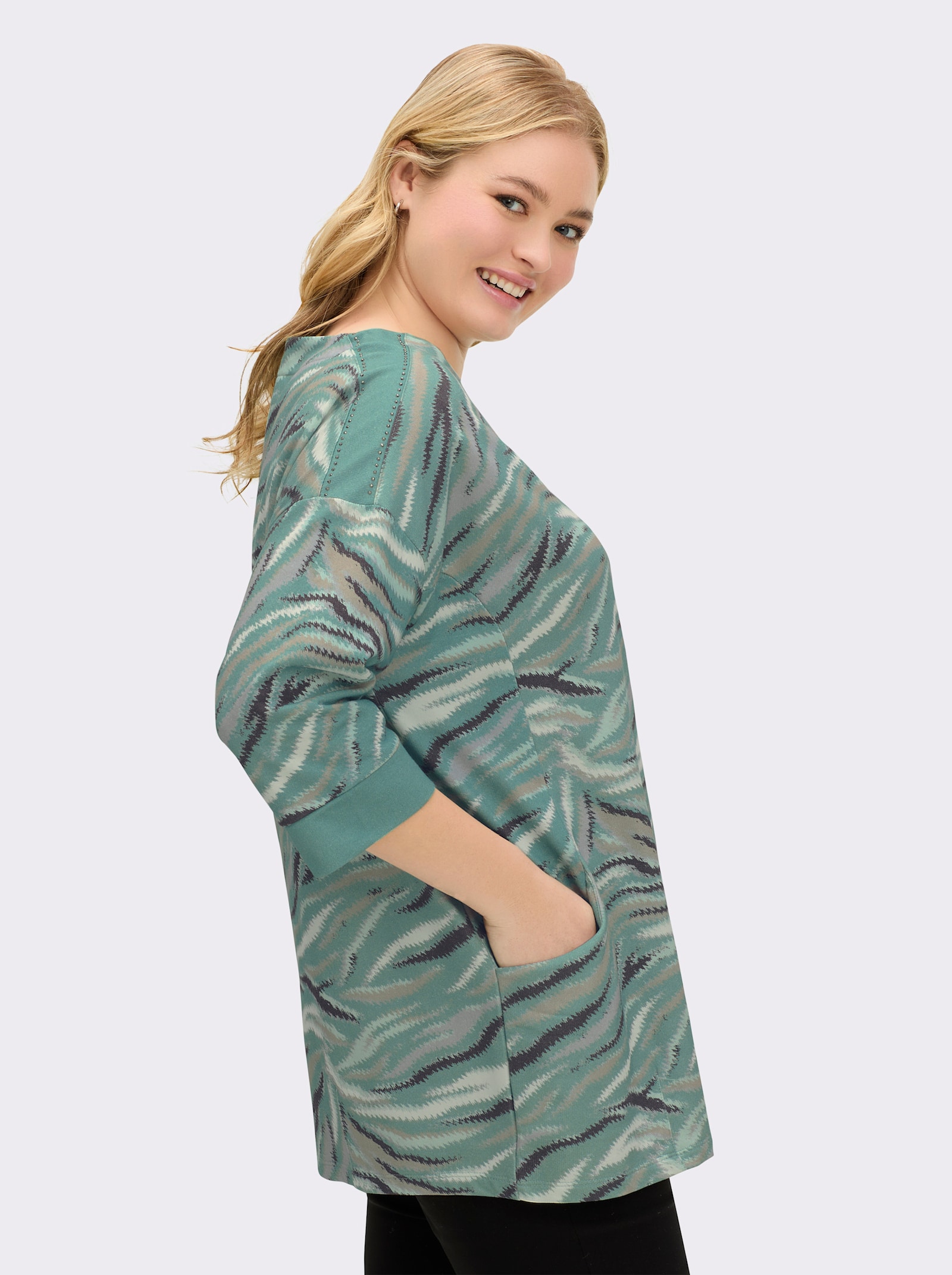 3/4-Arm-Shirt mit Grafik-Druck - jade-graphit-bedruckt