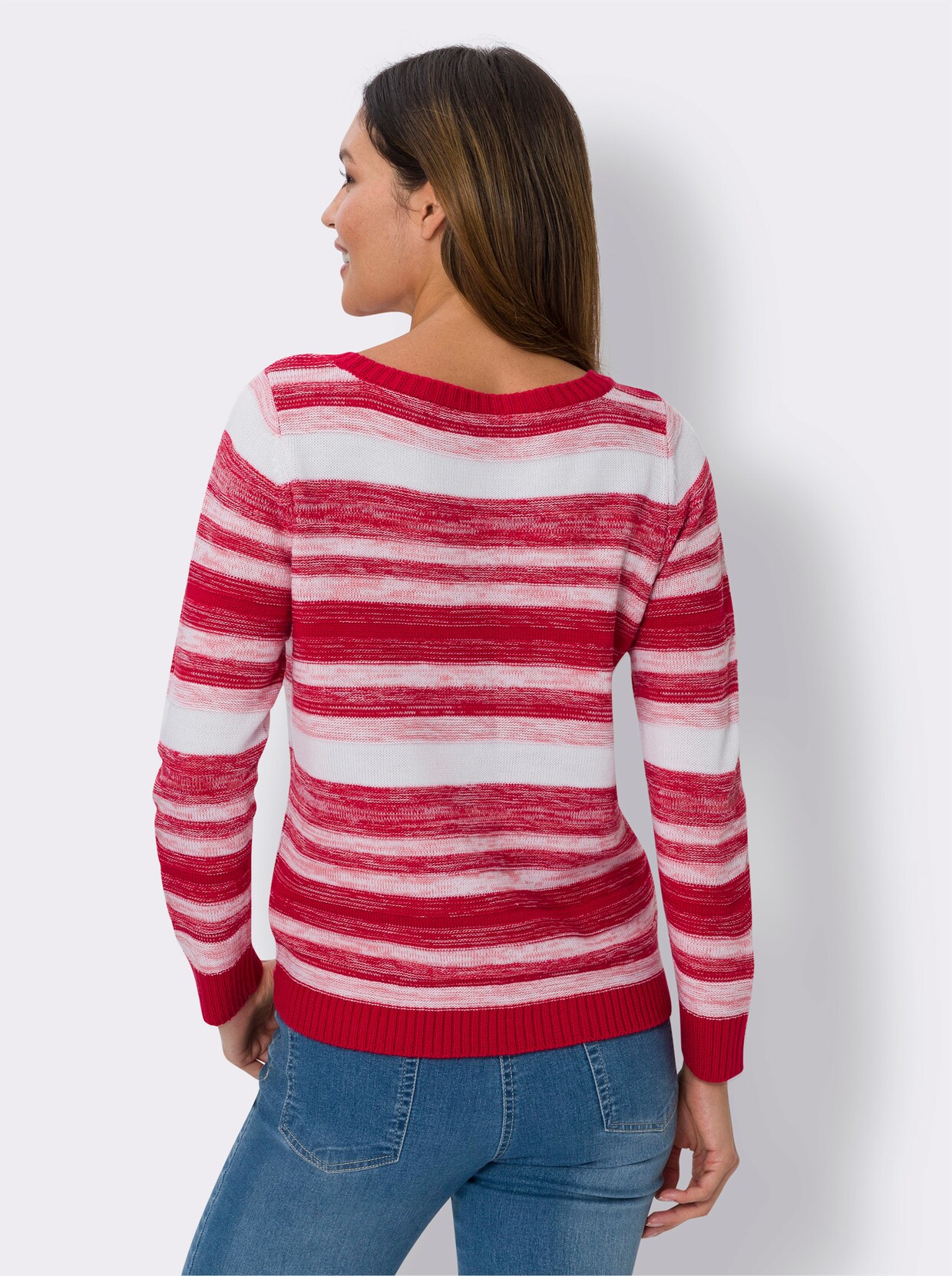 Pullover met lange mouwen - aardbei/flamingo gestreept