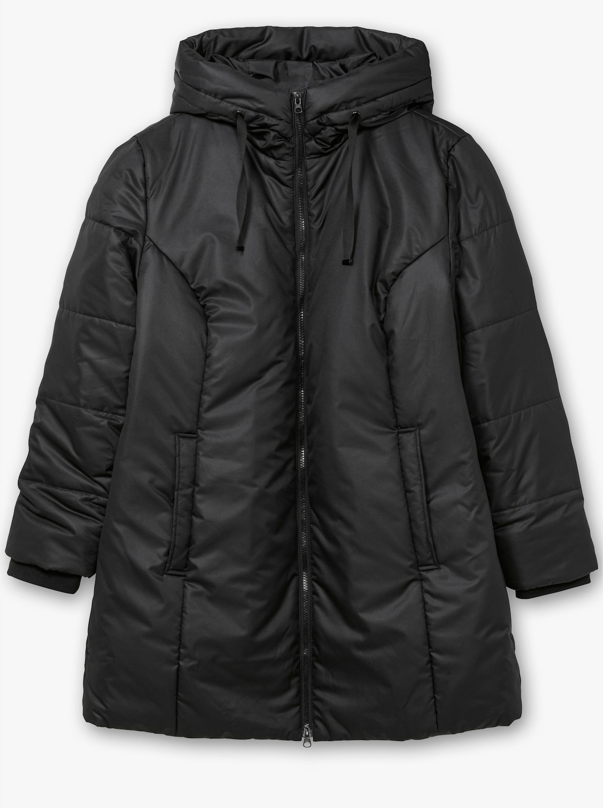 Stark wärmende Longjacke mit Steppmuster - schwarz