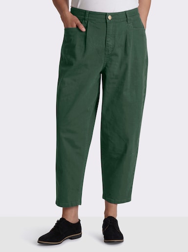 sheego Bundfaltenhose aus Twill, mit Barrel-Leg - moos