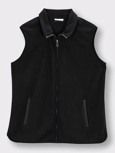 sheego Fleeceweste mit weiten Armlöchern - schwarz