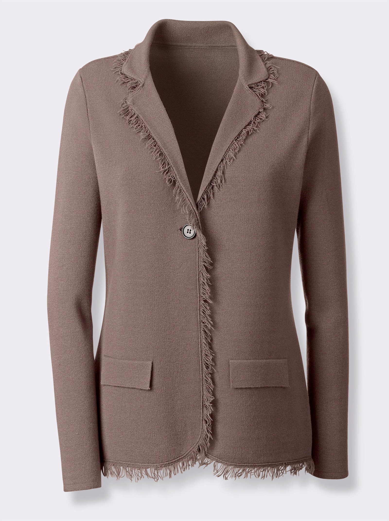 heine Feinstrickjacke in Blazer-Optik - dunkeltaupe