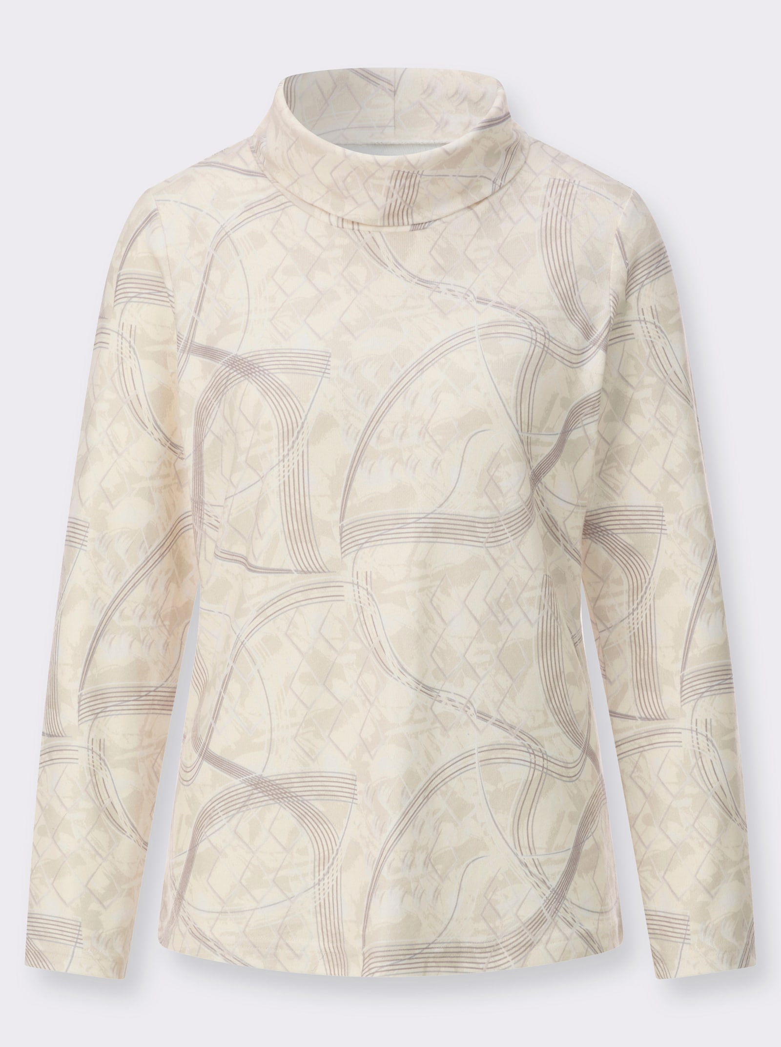 Rollkragenshirt mit grafischem Dessin - champagner-sand