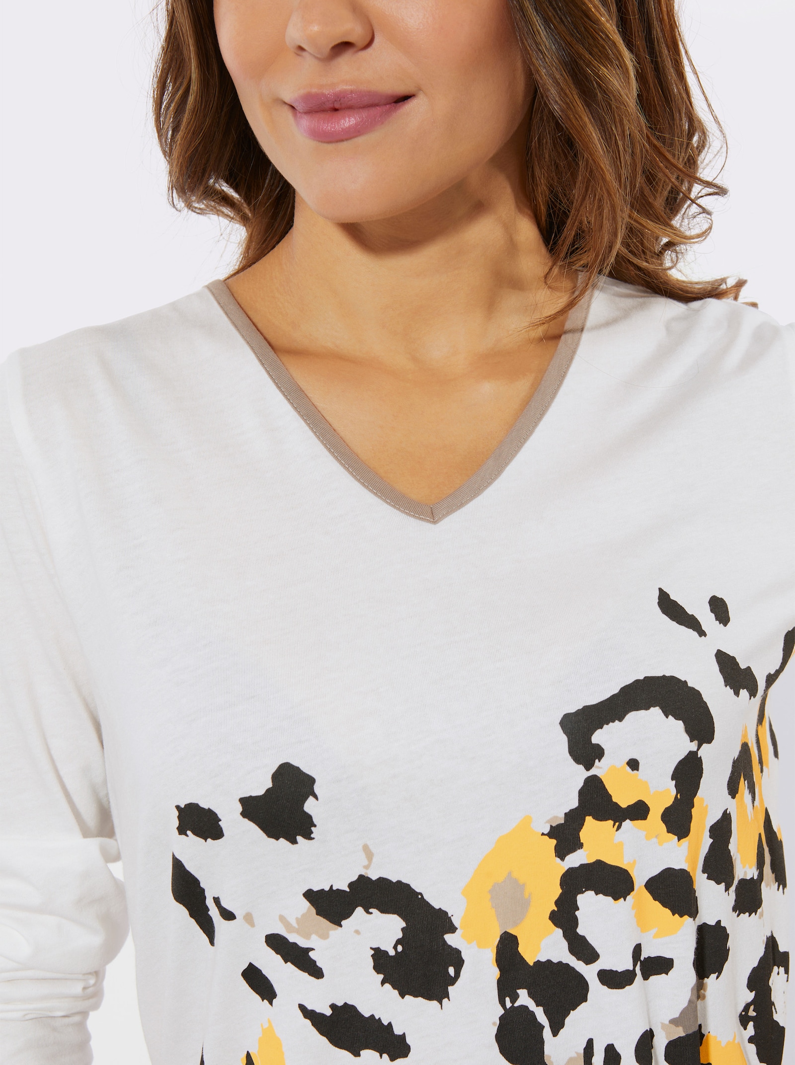 Pyjamas med bårdtryck - gräddvit-gul, tryckt