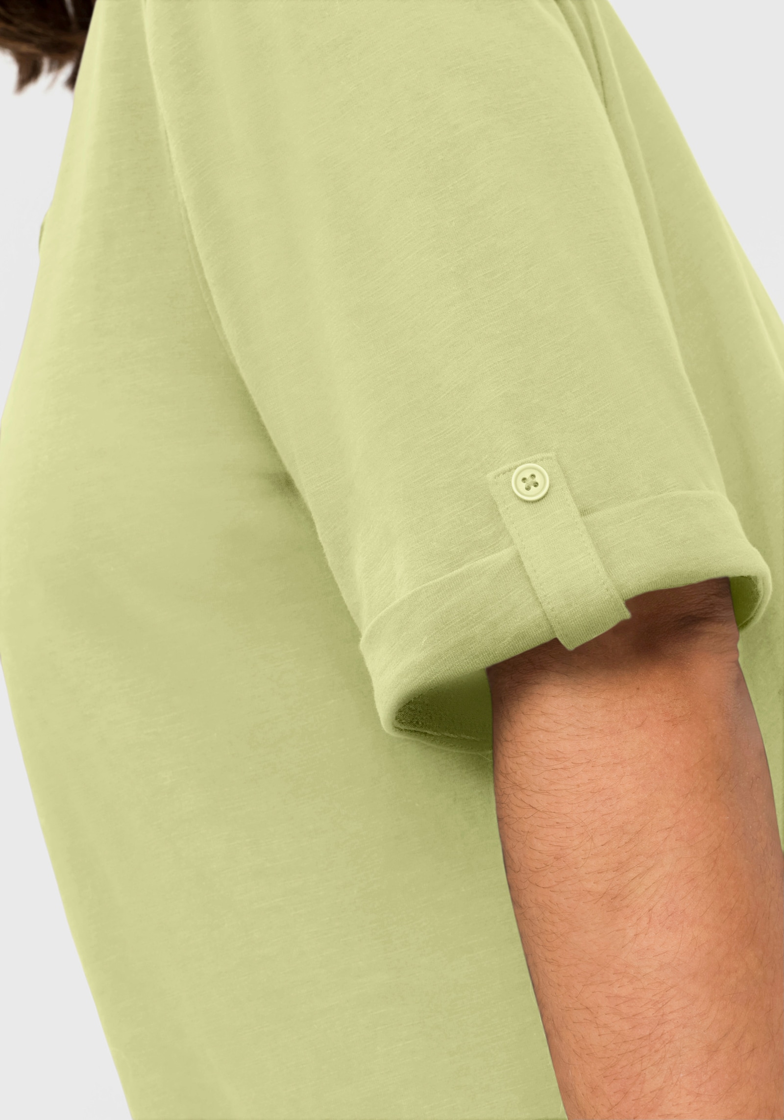 sheego Lang shirt met hals met split - pistache