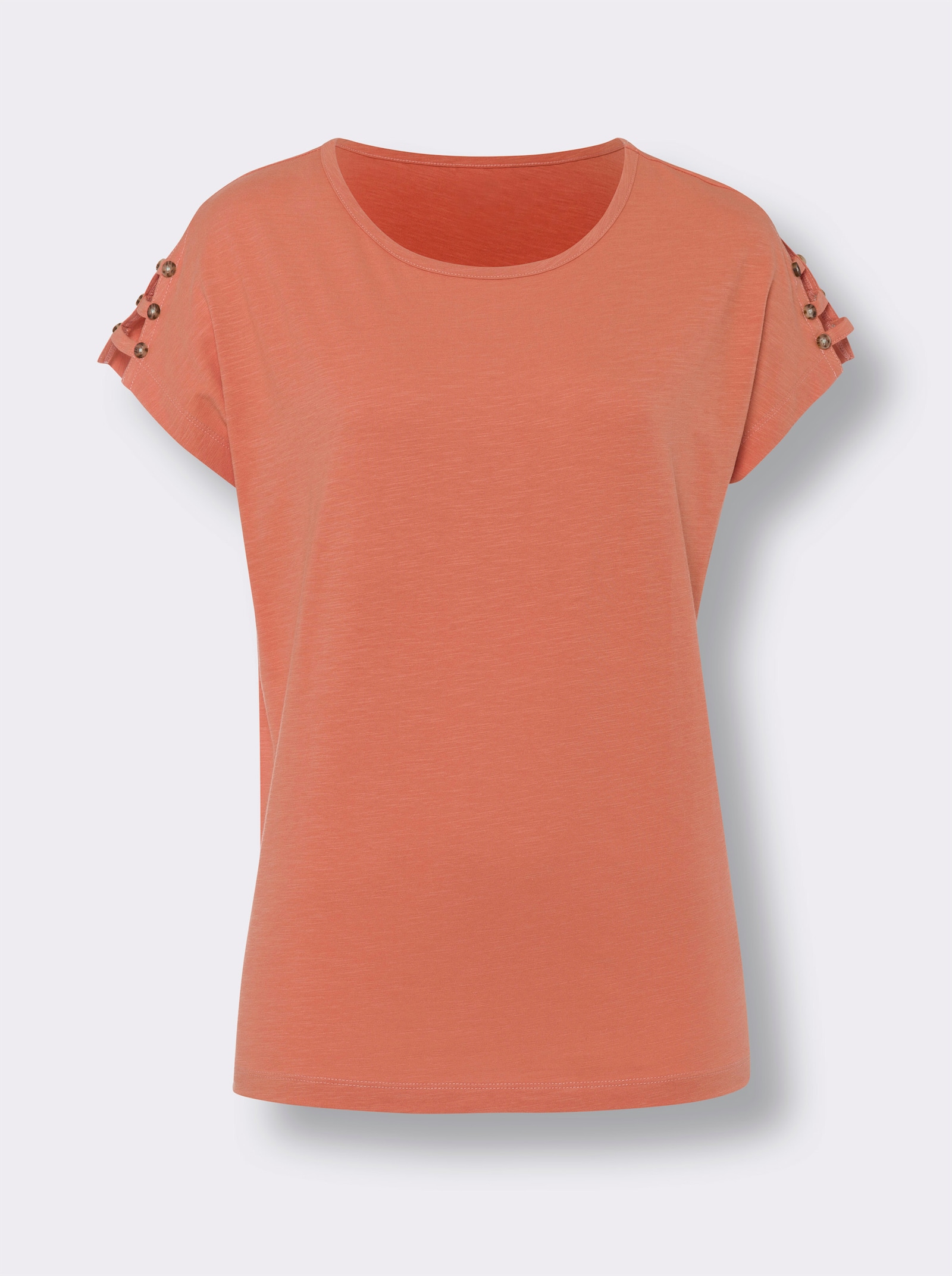 Shirt met ronde hals en bandjes op de schouders - papaya