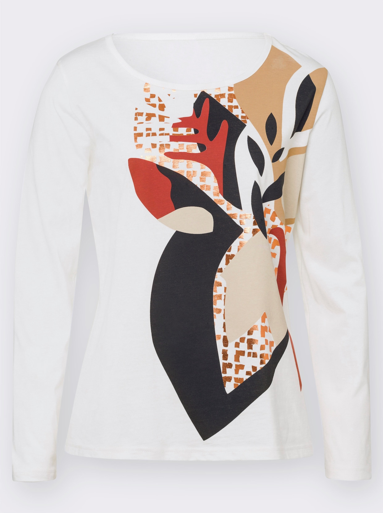 Shirt met lange mouwen - ecru geprint