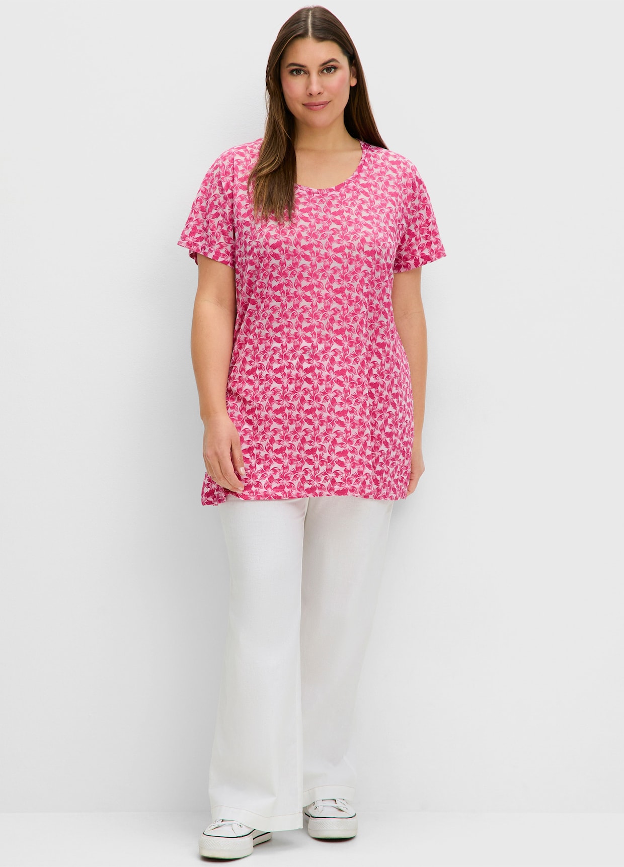 sheego Shirt met korte mouwen - fuchsia