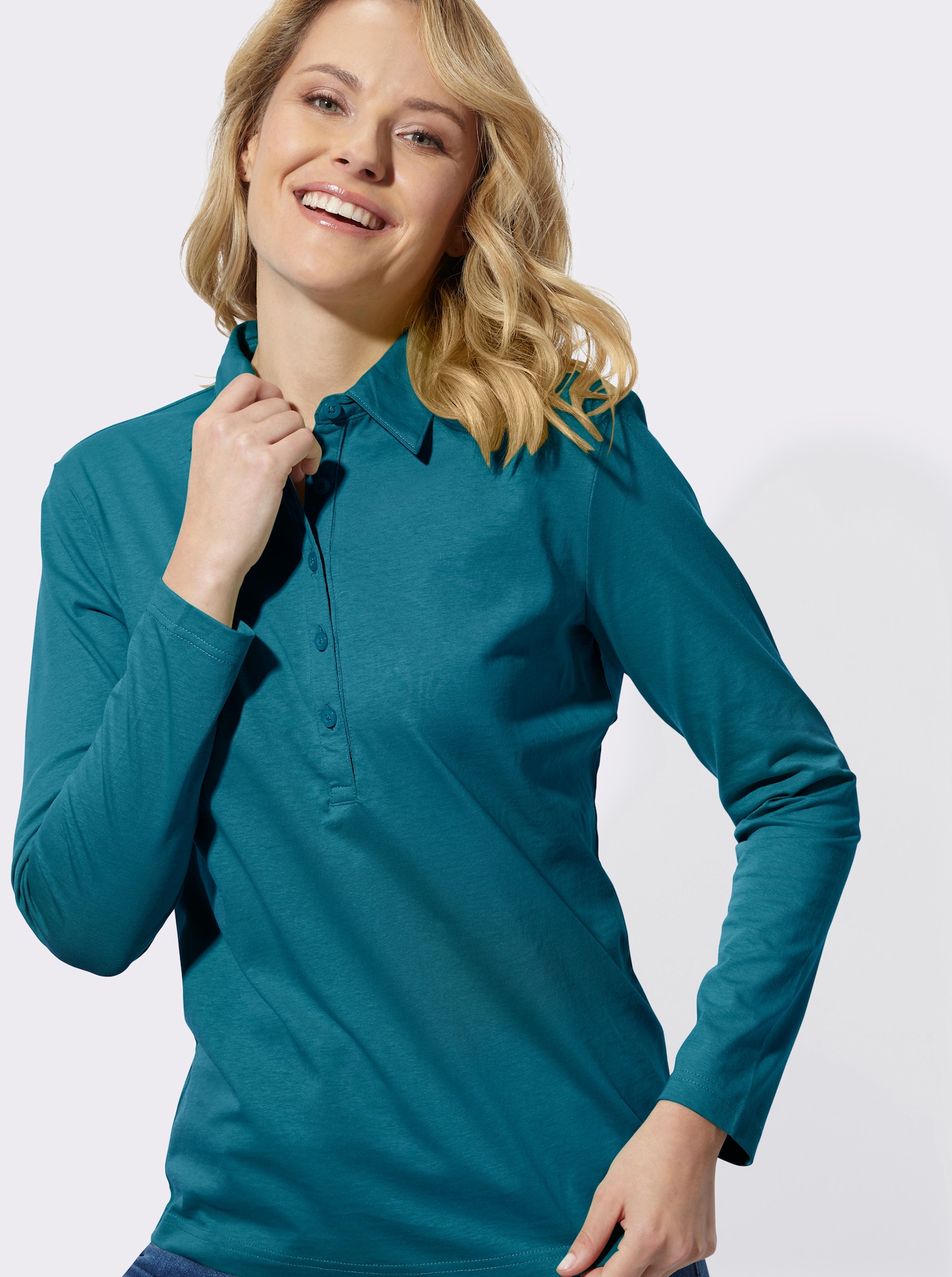 Poloshirt aus reiner Baumwolle - aquapetrol