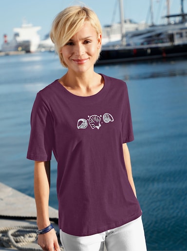 Kurzarmshirt mit Muschel-Druck - feige