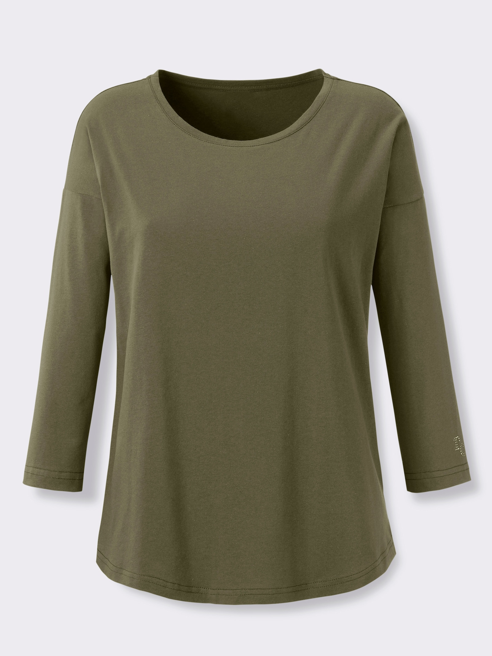 heine 3/4-Arm-Shirt mit Glitzersteinchen - oliv