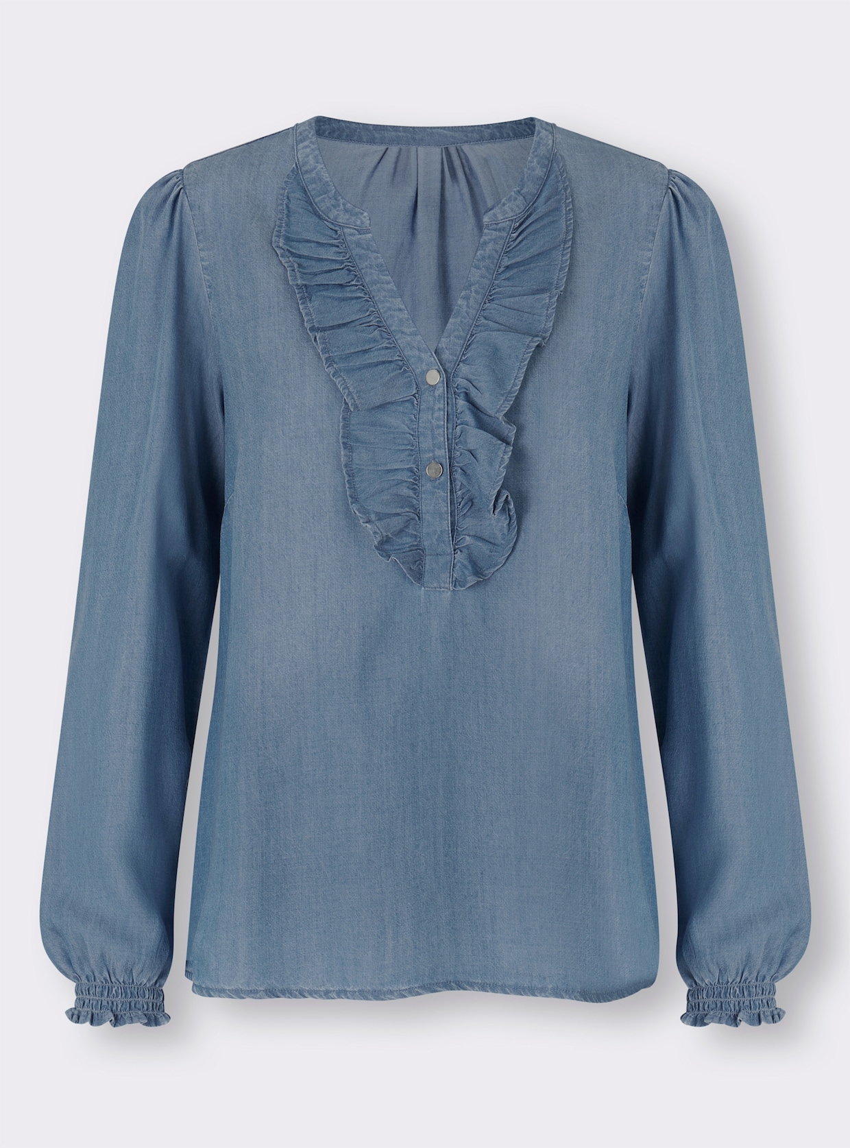 heine Blouse met ruches - hemelsblauw