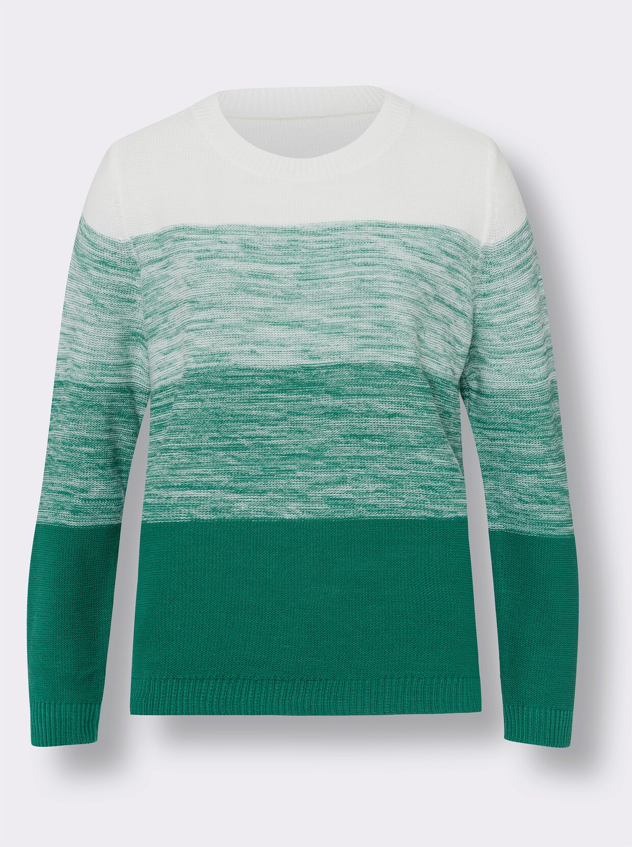 Pullover met ronde hals - groen/ecru gemêleerd