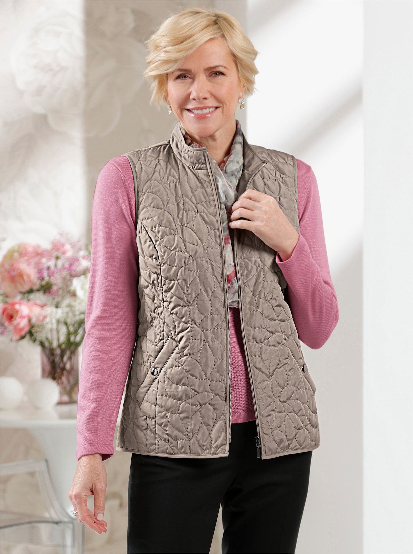 Bodywarmer met camouflerend stiksel - sesam